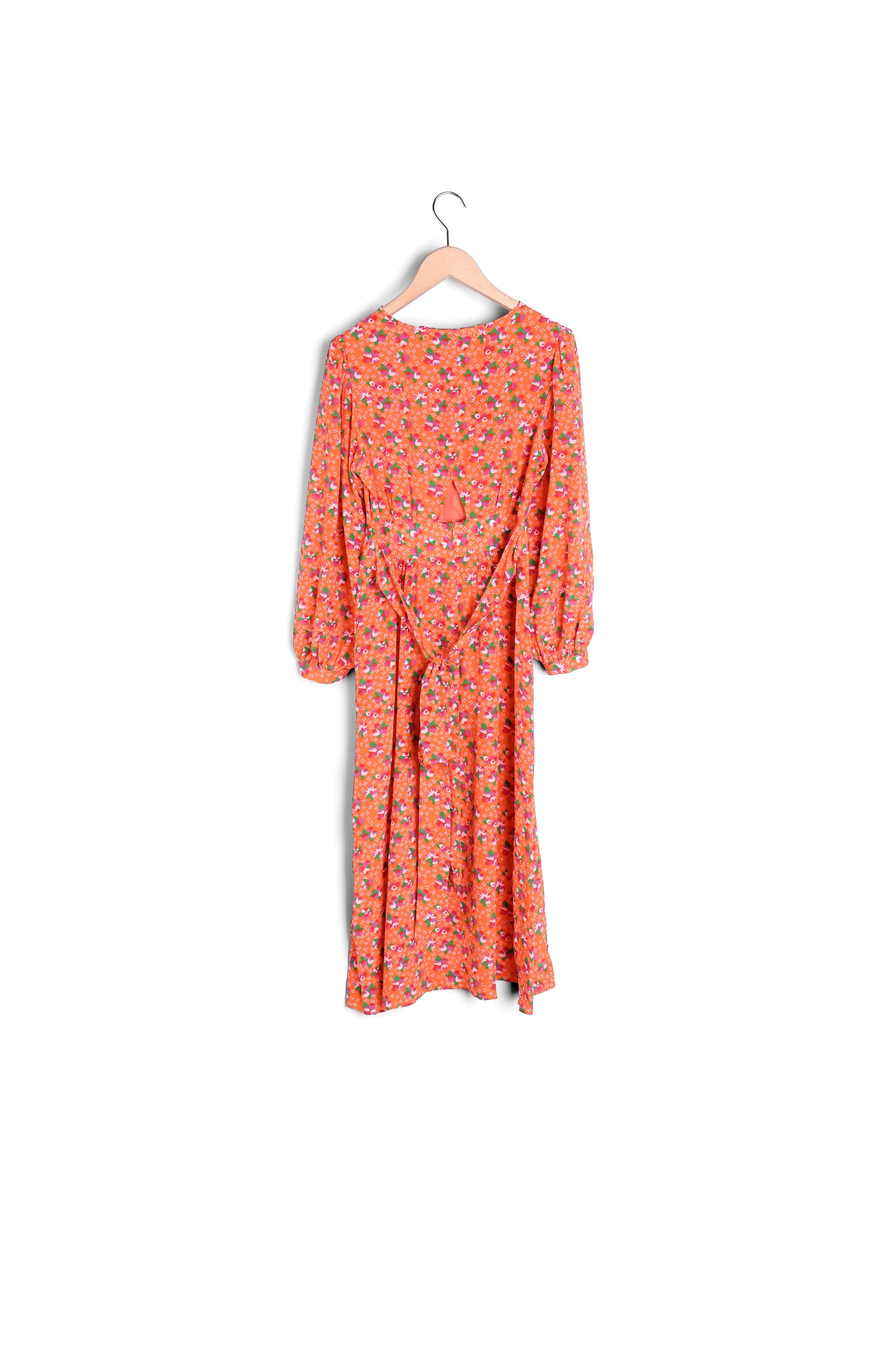 Robe mi-longue orange imprimé multicolor Faume - seconde main