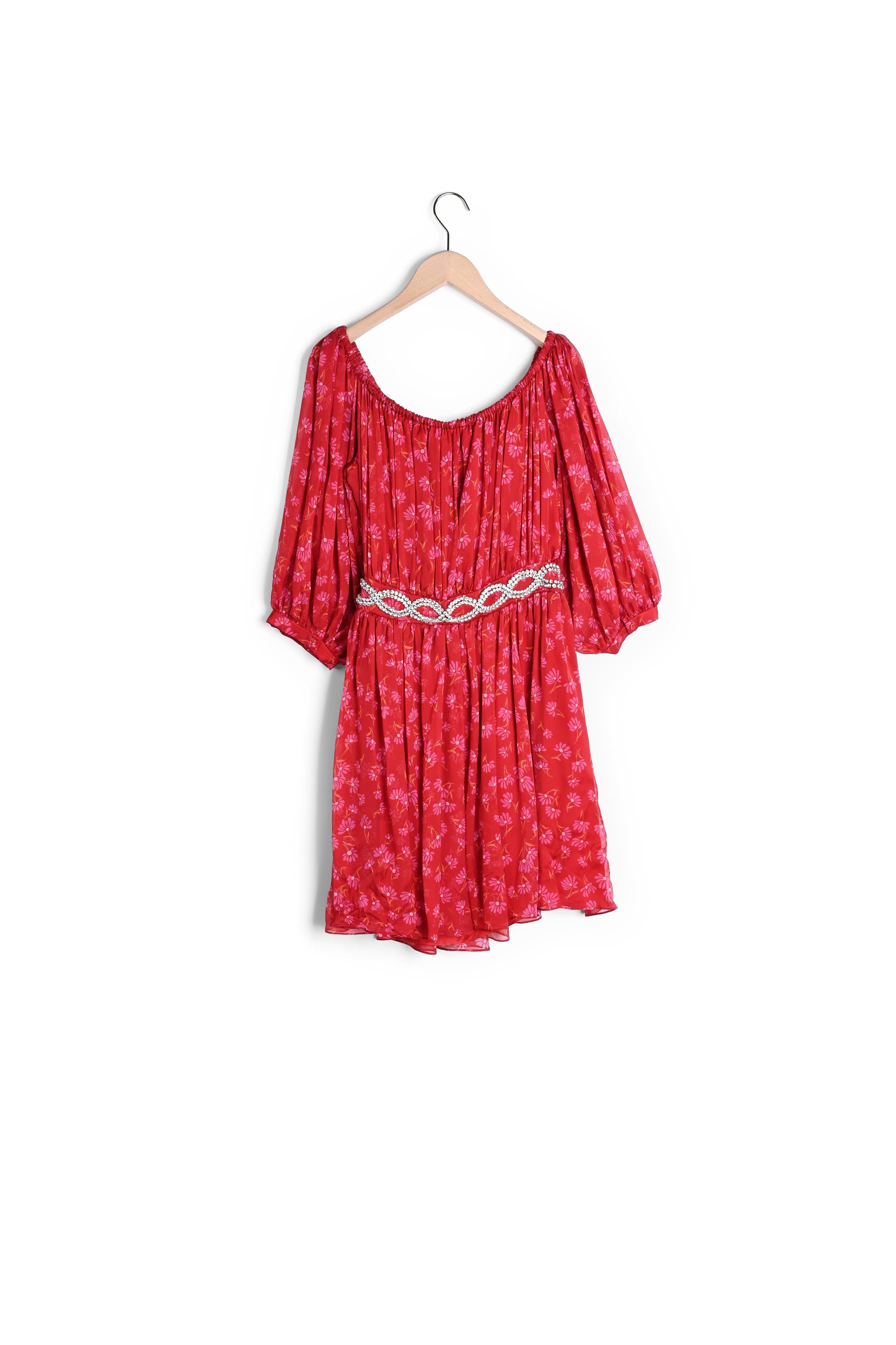 Robe rouge imprimé sur mousseline de soie Faume - seconde main