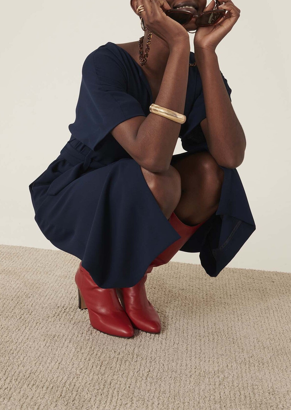 Robe Rafaelle bleu nuit en crêpe Faume - seconde main