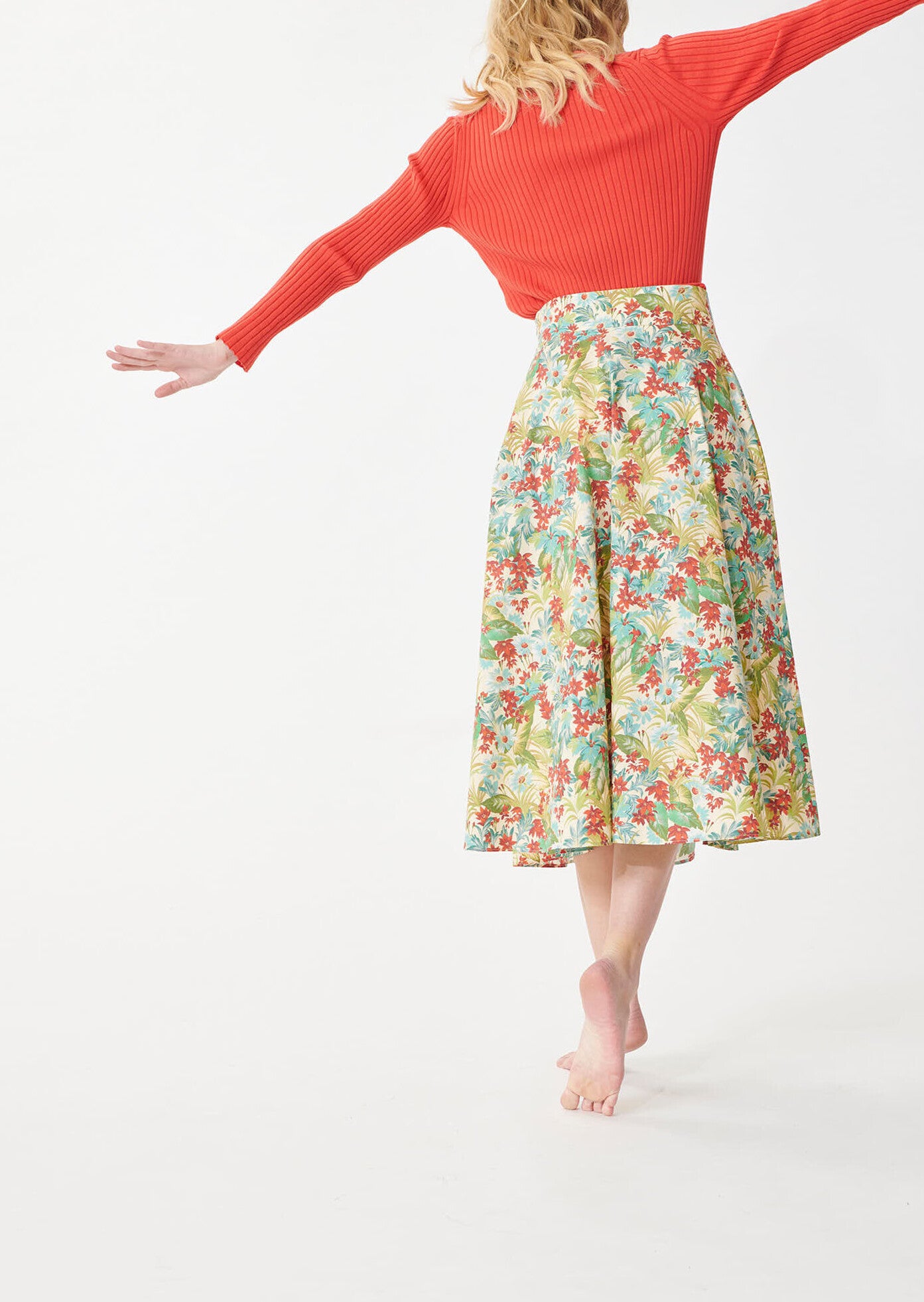 Jupe Jeanette écrue imprimé pampa en popeline de coton Faume - seconde main