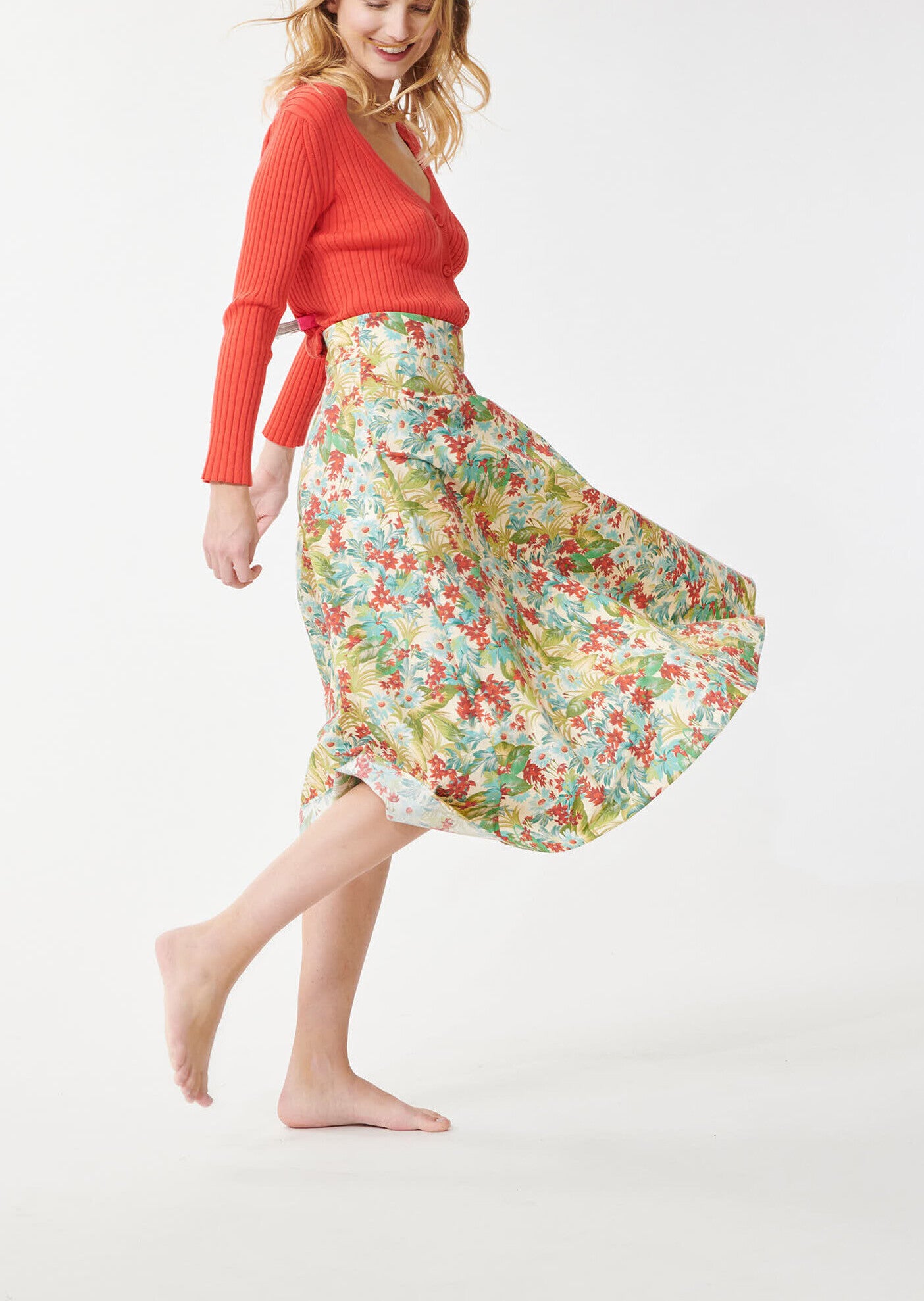 Jupe Jeanette écrue imprimé pampa en popeline de coton Faume - seconde main