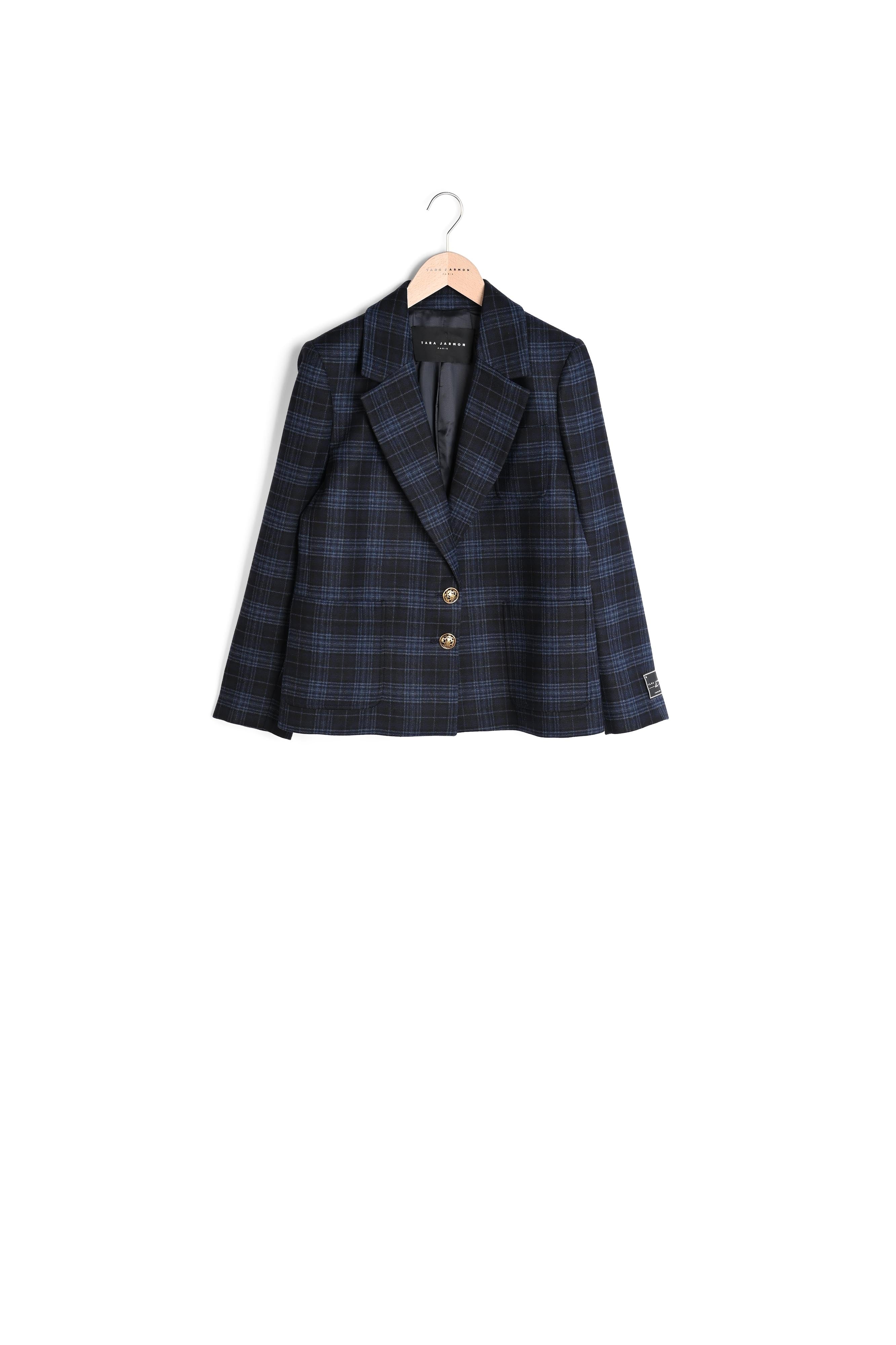 Veste Valy bleu nuit en tartan Faume - seconde main