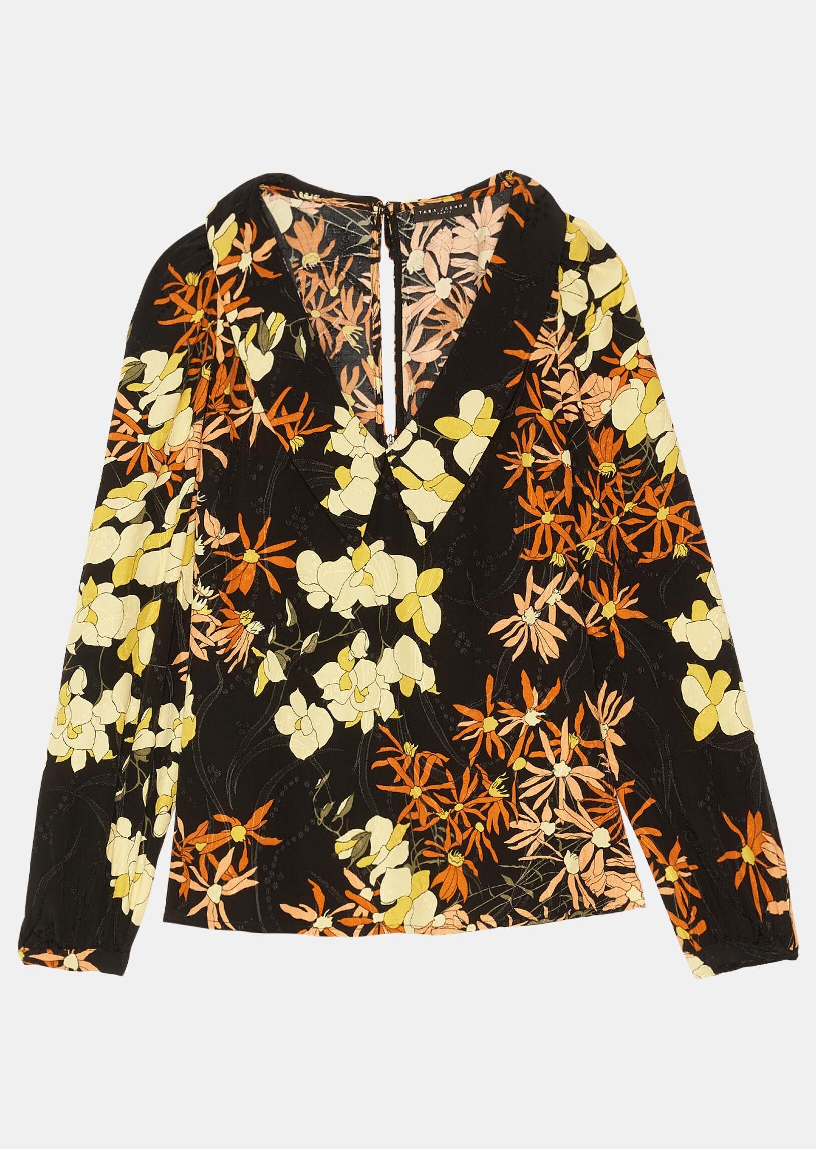 Blouse Tamoo noire imprimé exotic flowers Faume - seconde main
