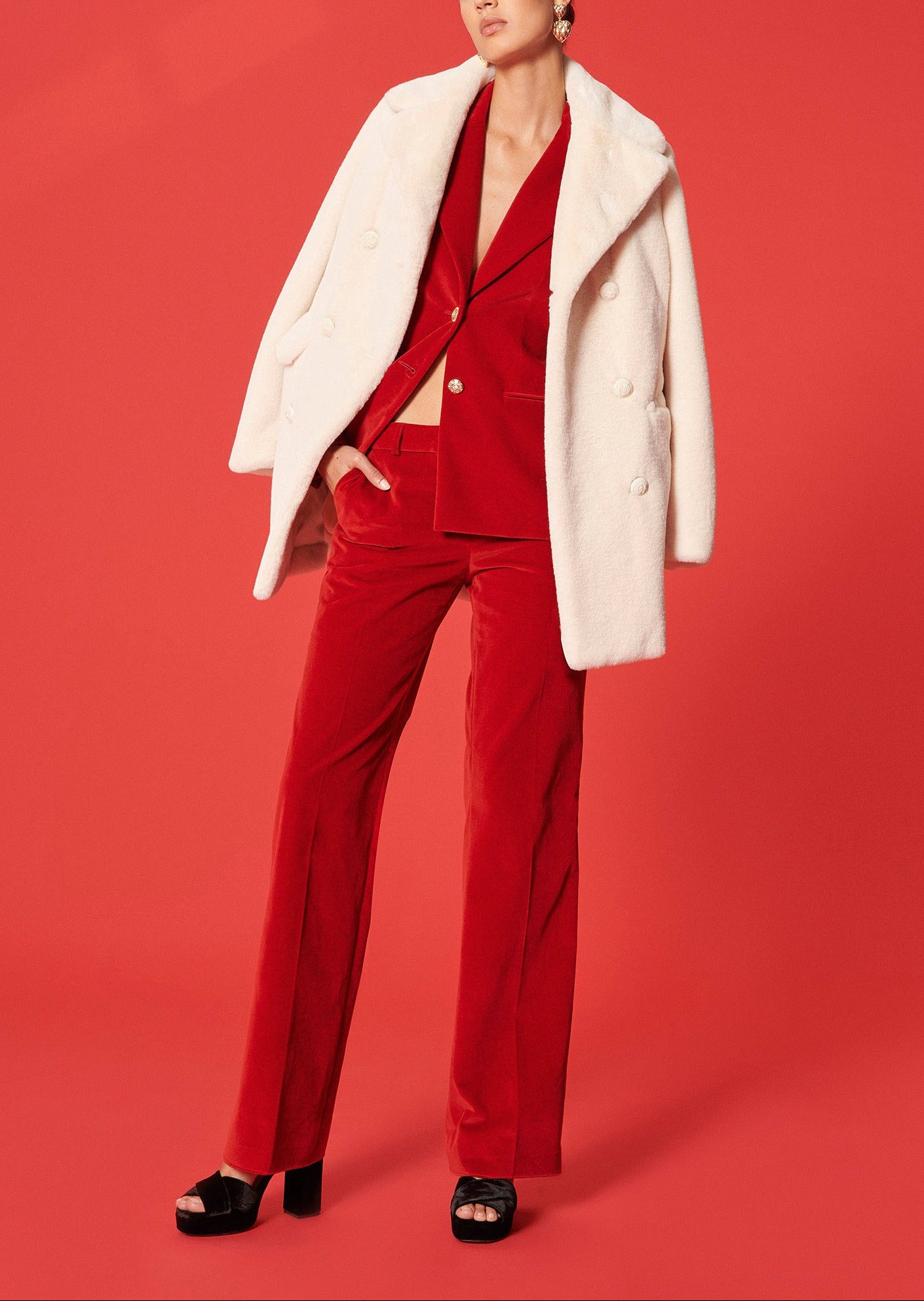 Manteau Melie écru en fausse fourrure Faume - seconde main