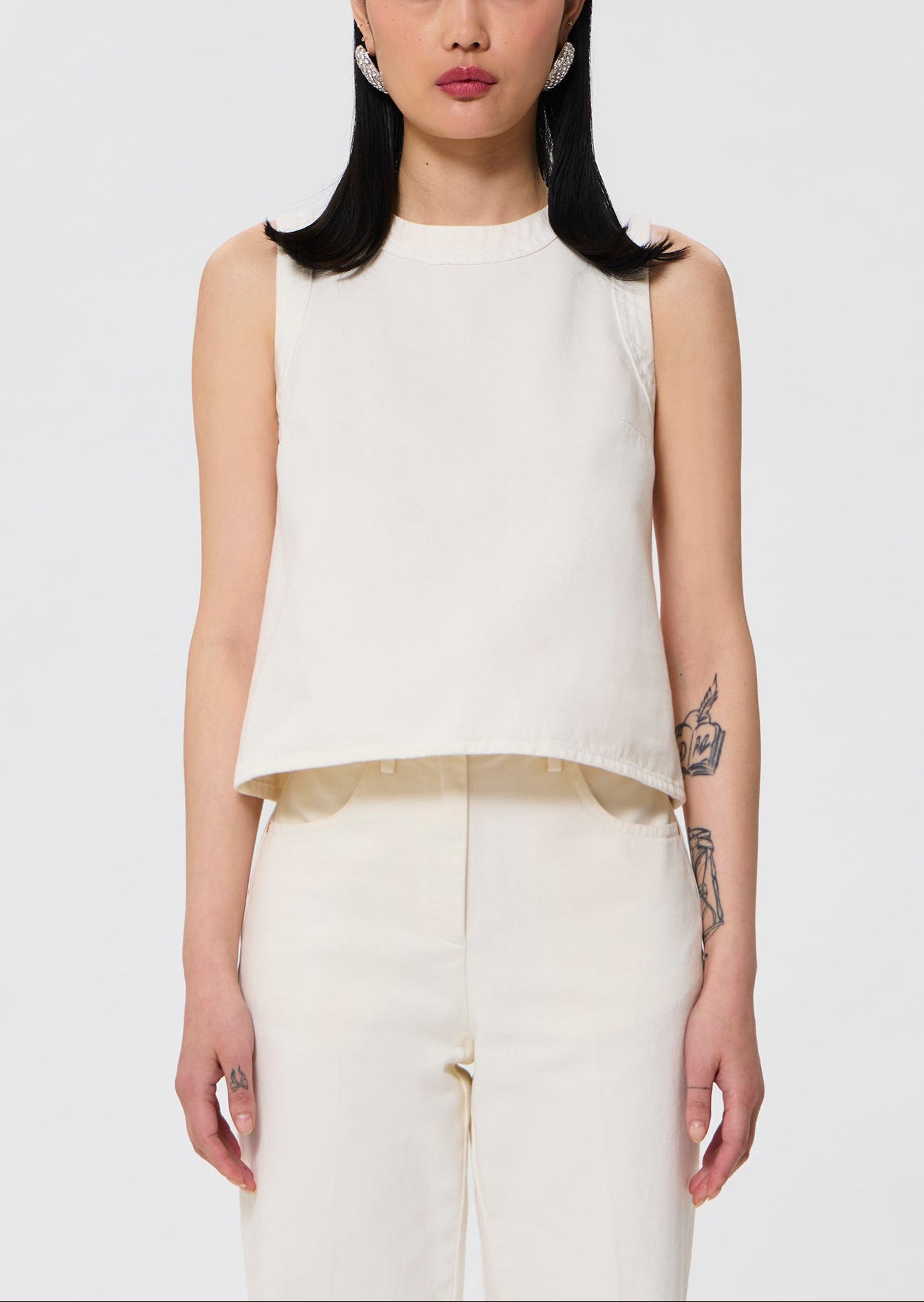 Top denim blanc Tokono Faume - seconde main