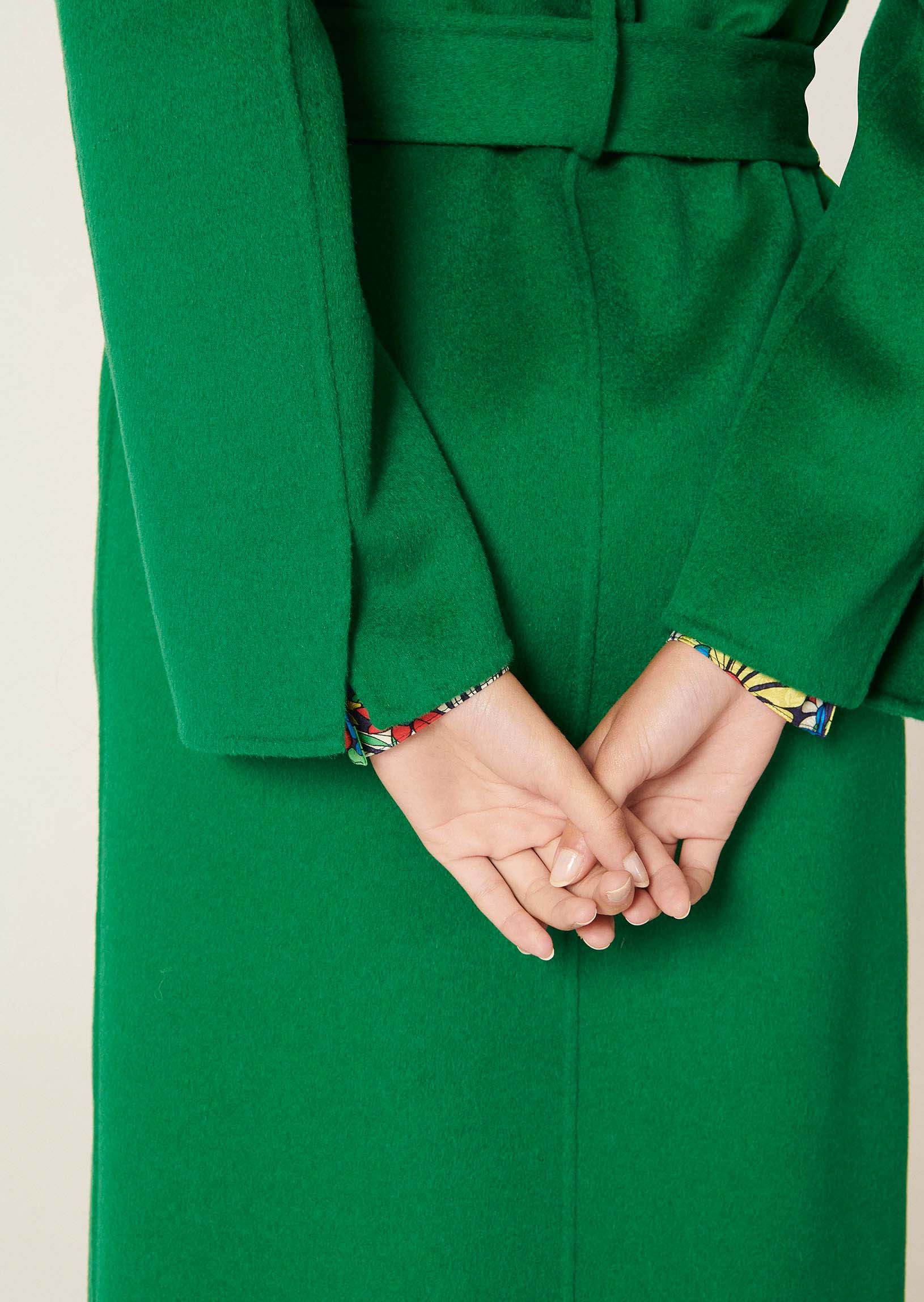 Manteau Mandy vert en laine double face Faume - seconde main