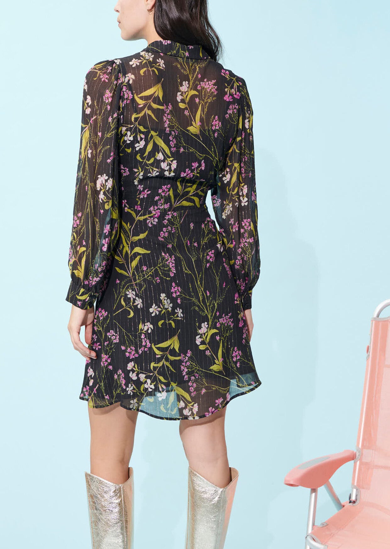 Robe Rolia noire imprimé fleuri en lurex Faume - seconde main