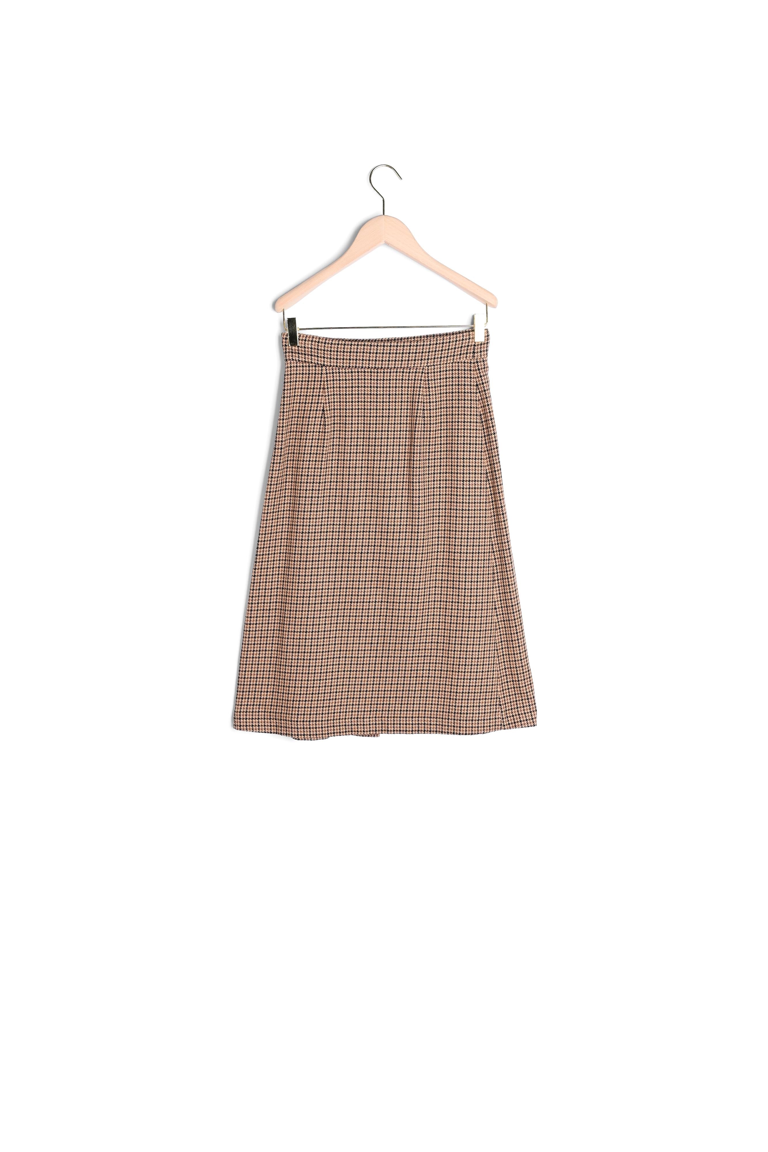 Jupe portefeuille Jicaron en pied-de-coq sable Faume - seconde main