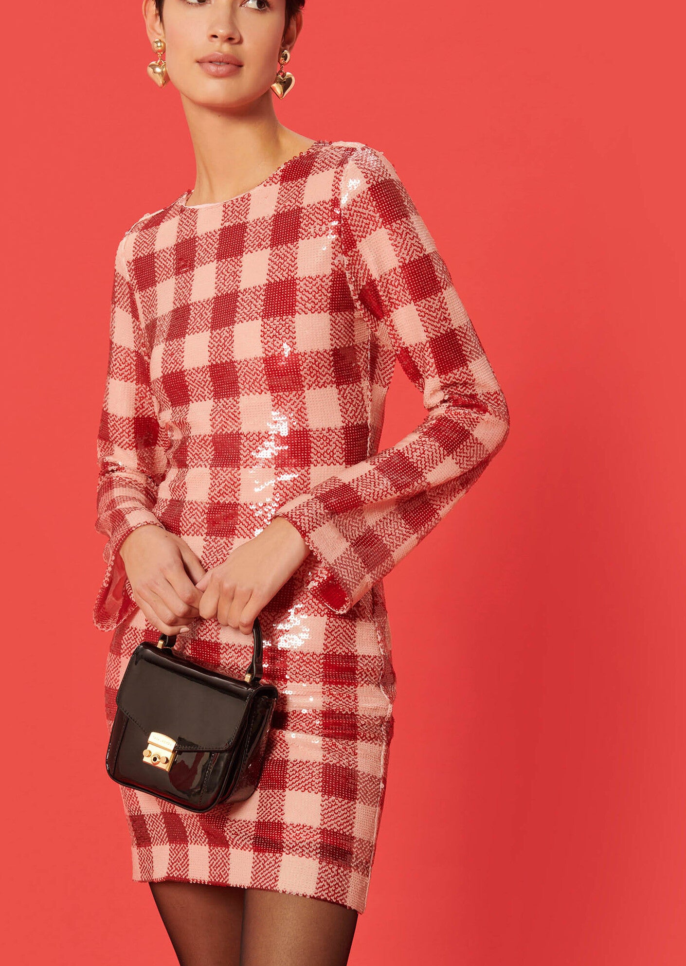 Robe Rory rouge à carreaux en sequins Faume - seconde main