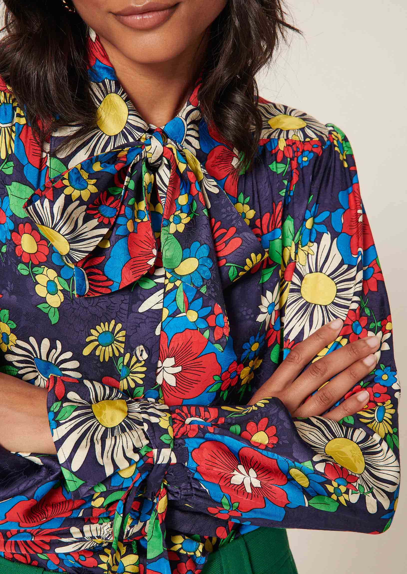 Top Tahili bleu imprimé fleurs Faume - seconde main