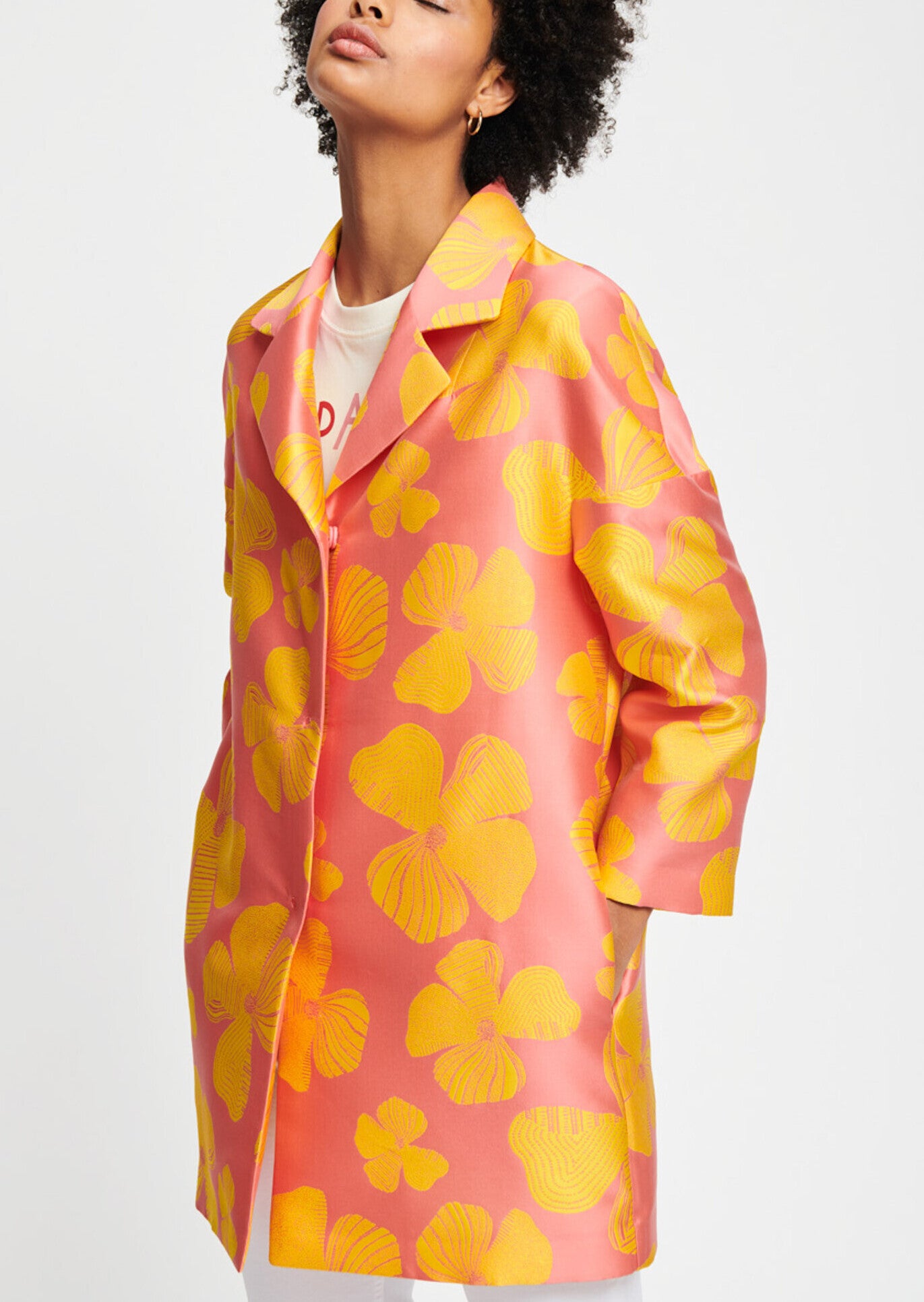 Manteau en jacquard floral vieux rose Faume - seconde main