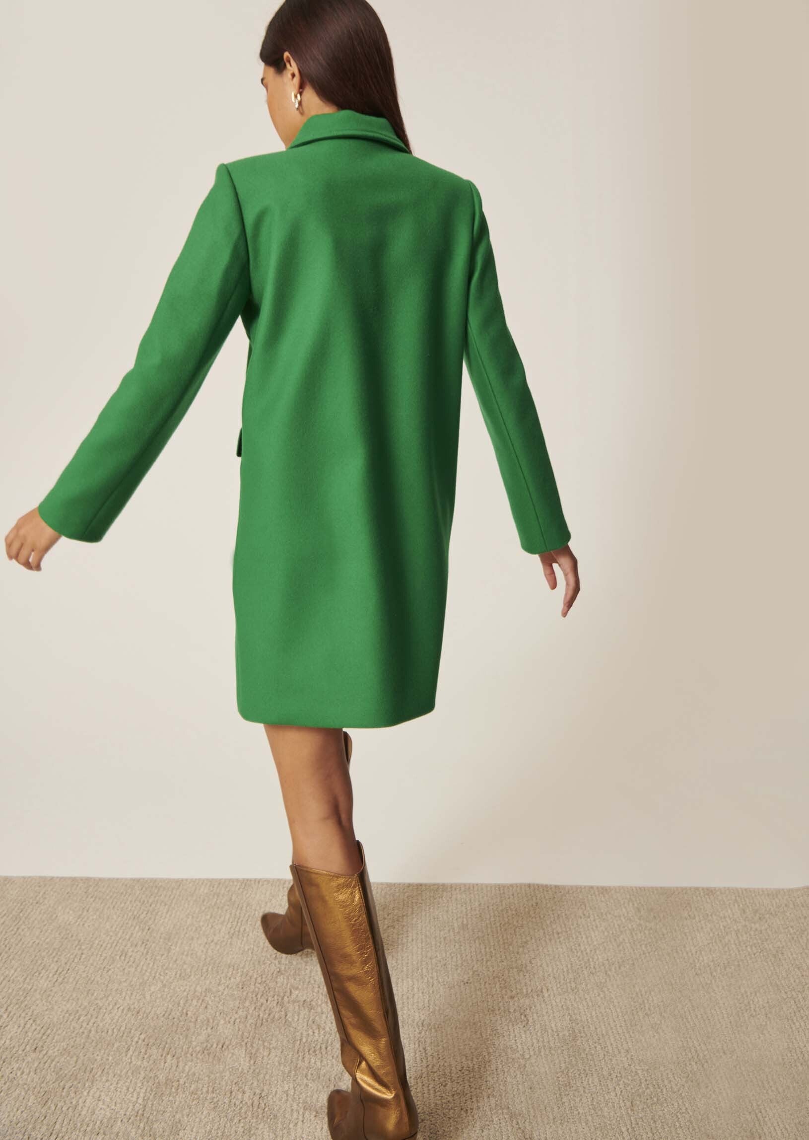 Manteau Melle vert en drap de laine Faume - seconde main