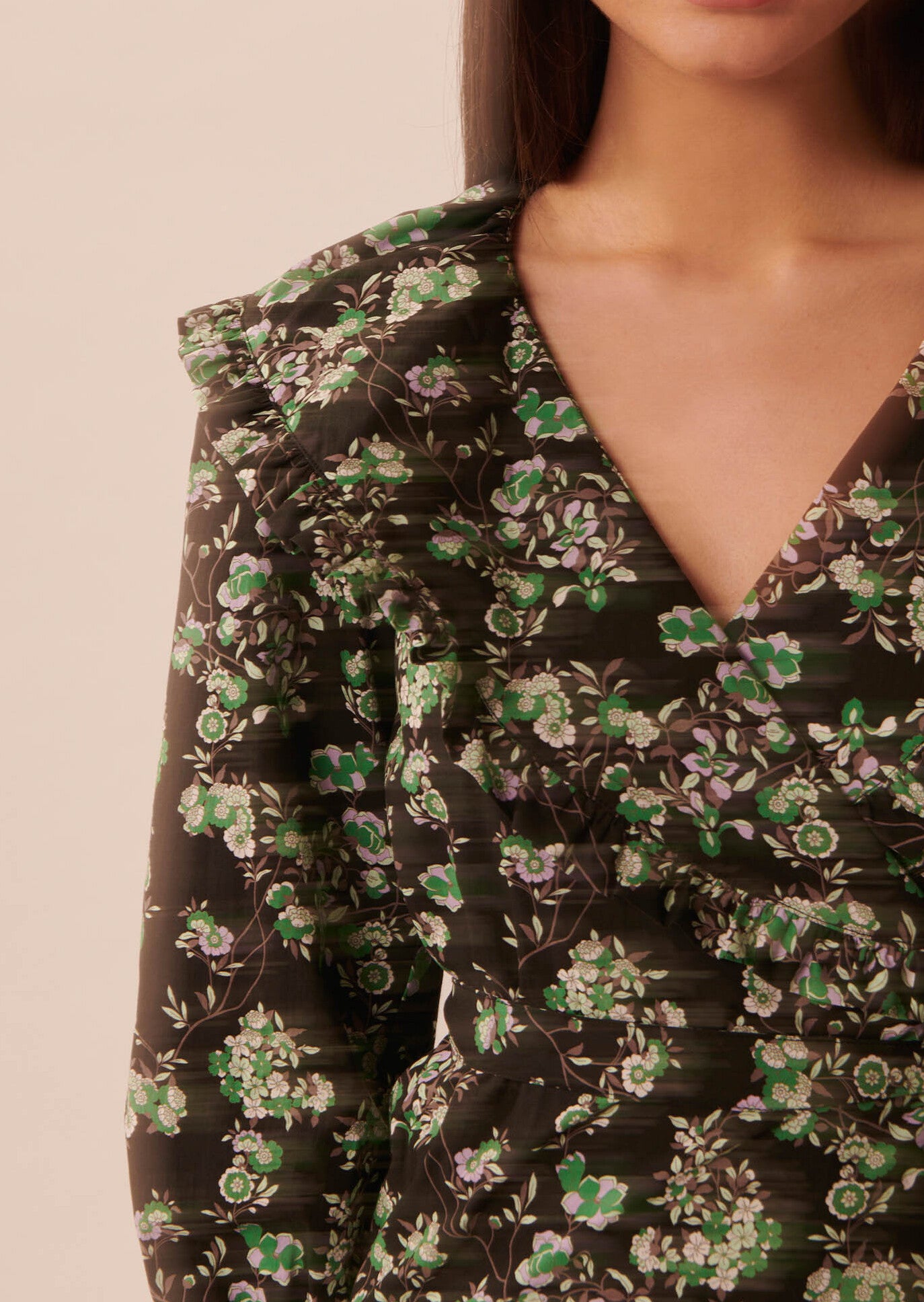 Chemise Cristina noire imprimée fleuri en coton Faume - seconde main