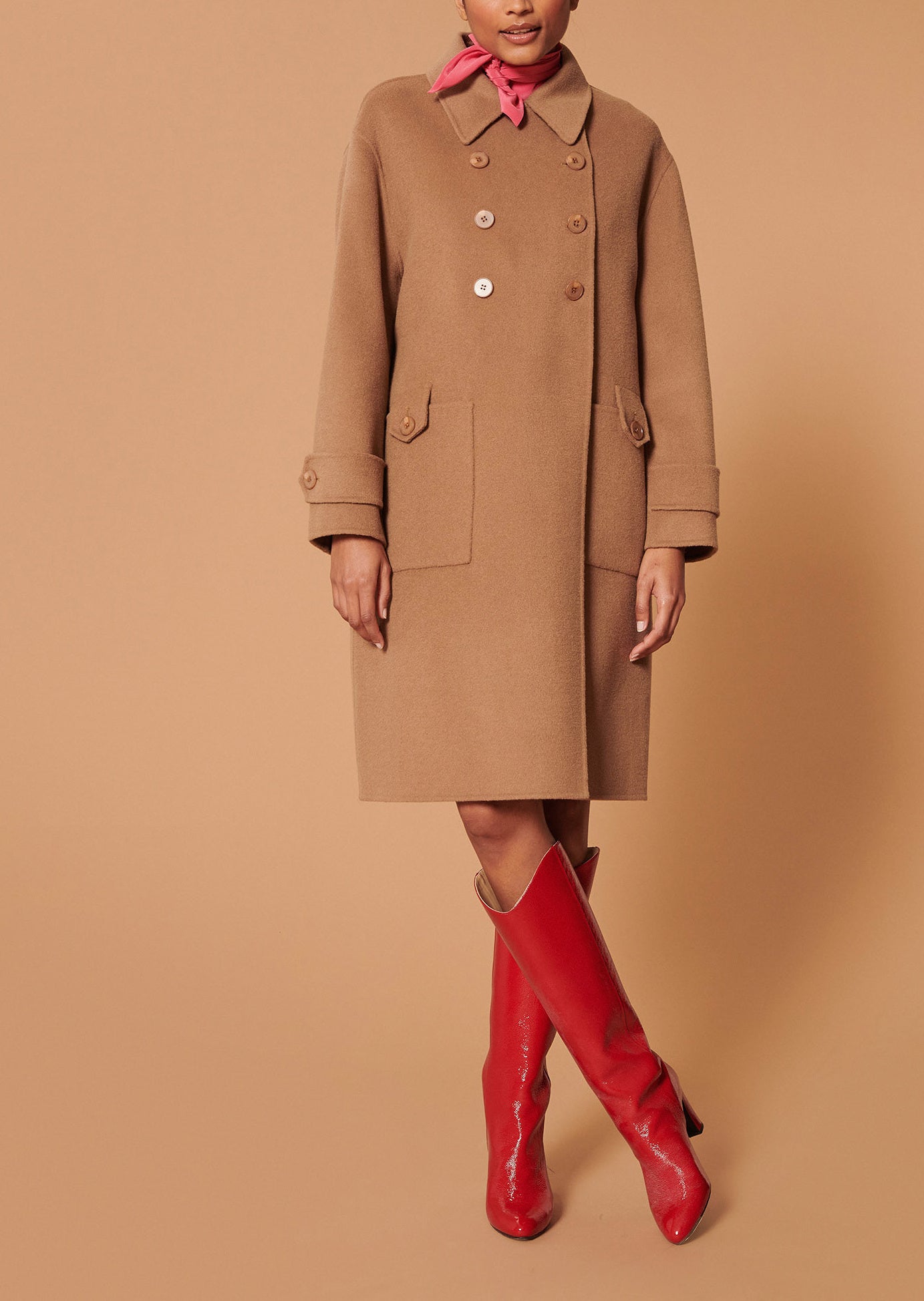 Manteau Maeline camel en laine double face Faume - seconde main