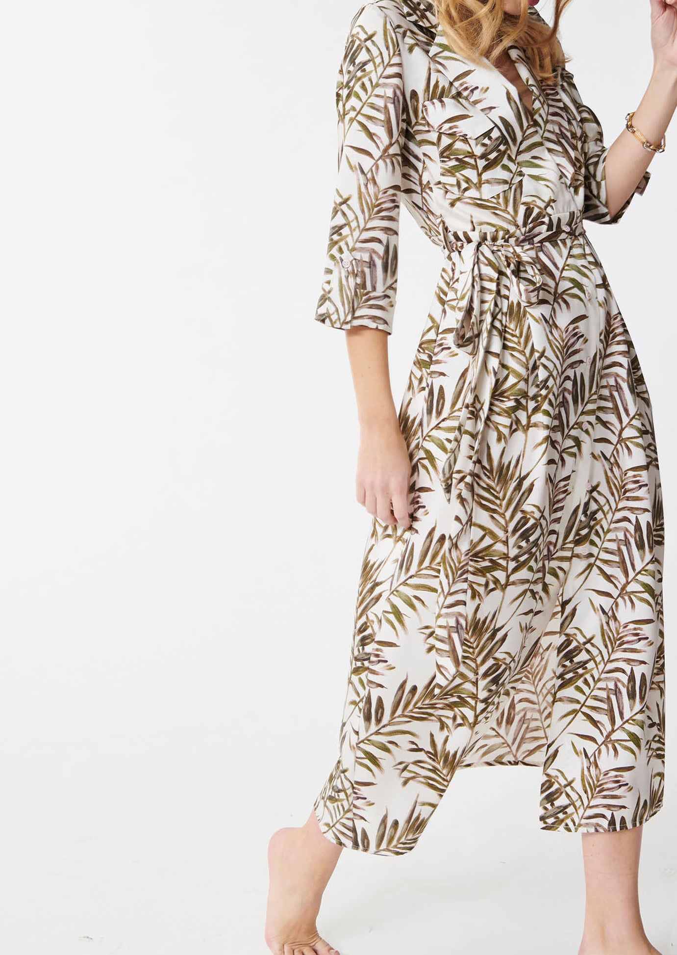 Robe Reyna écrue imprimé palmes Faume - seconde main