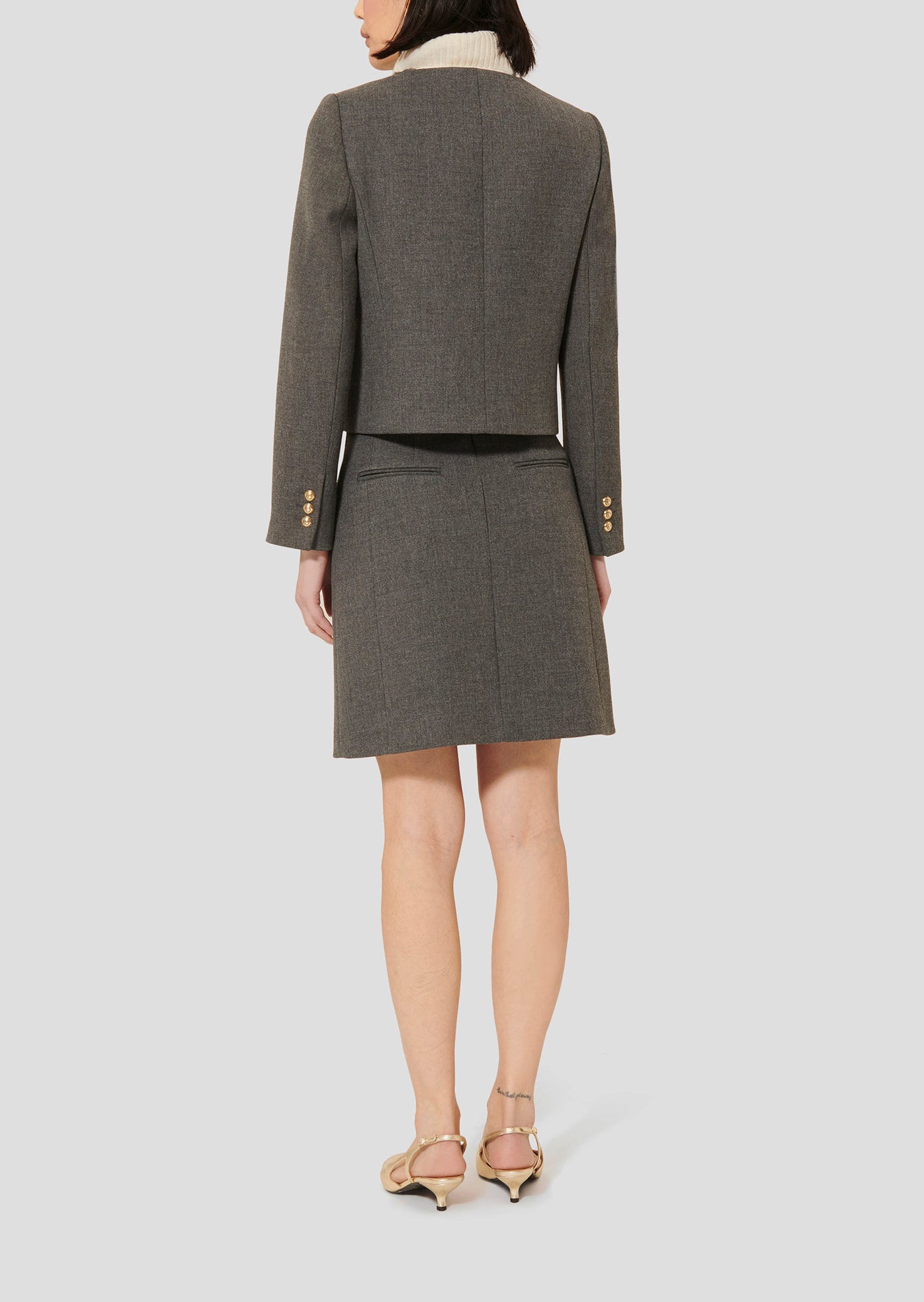 Jupe grise en toile compacte Jamie Faume - seconde main