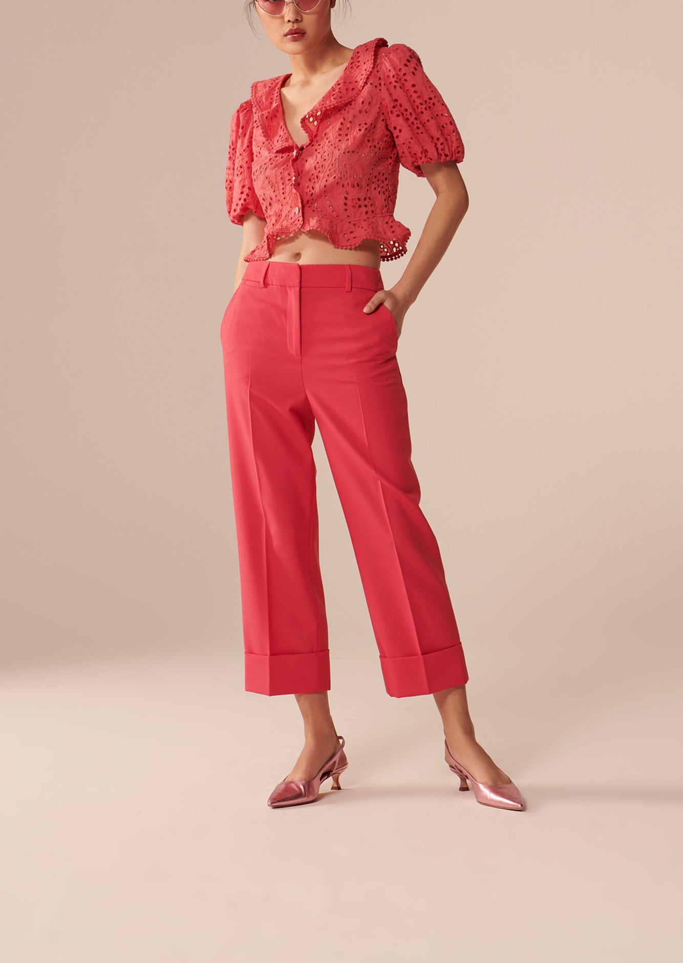 Pantalon Piper rose en laine froide Faume - seconde main