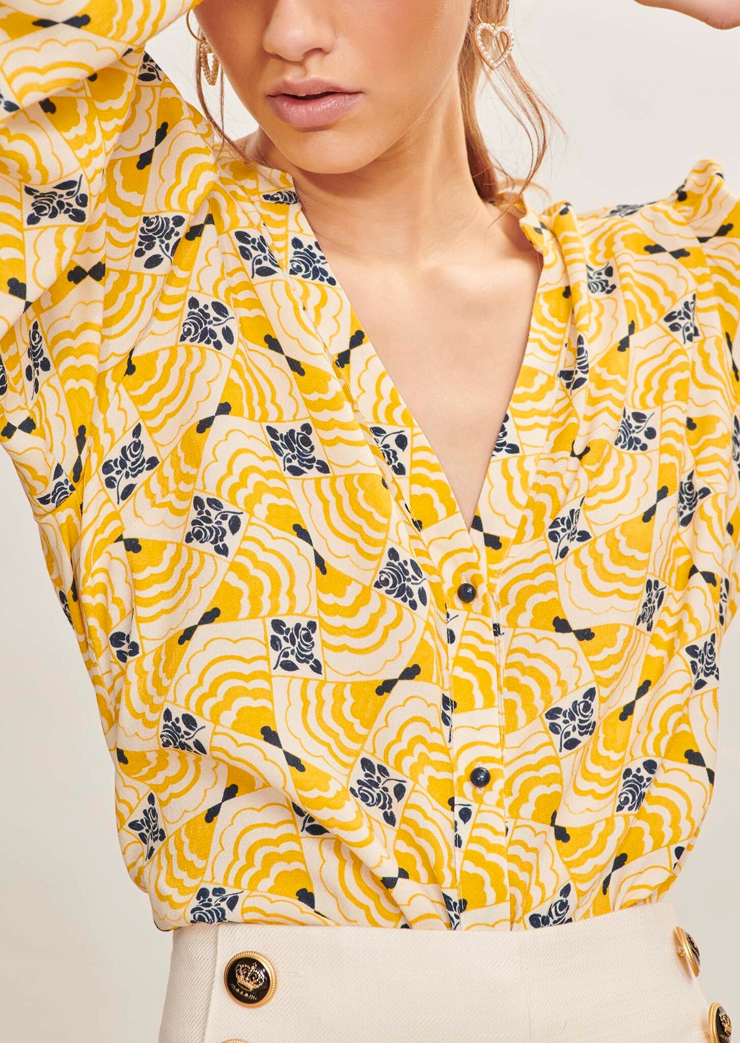 Chemise Constanza jaune imprimé fleuri Faume - seconde main