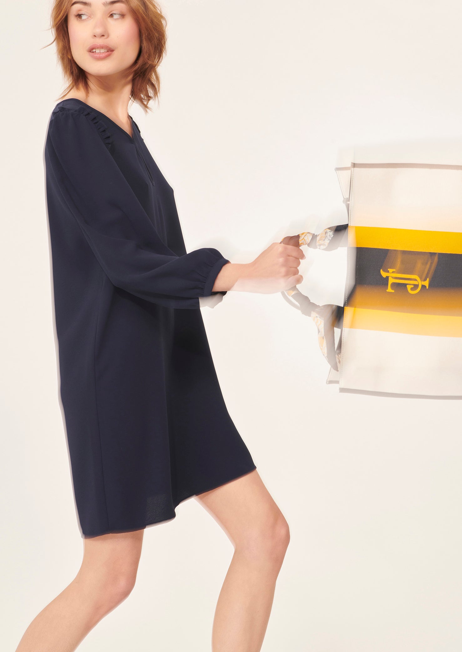 Robe Ruffa bleu nuit en crêpe Faume - seconde main