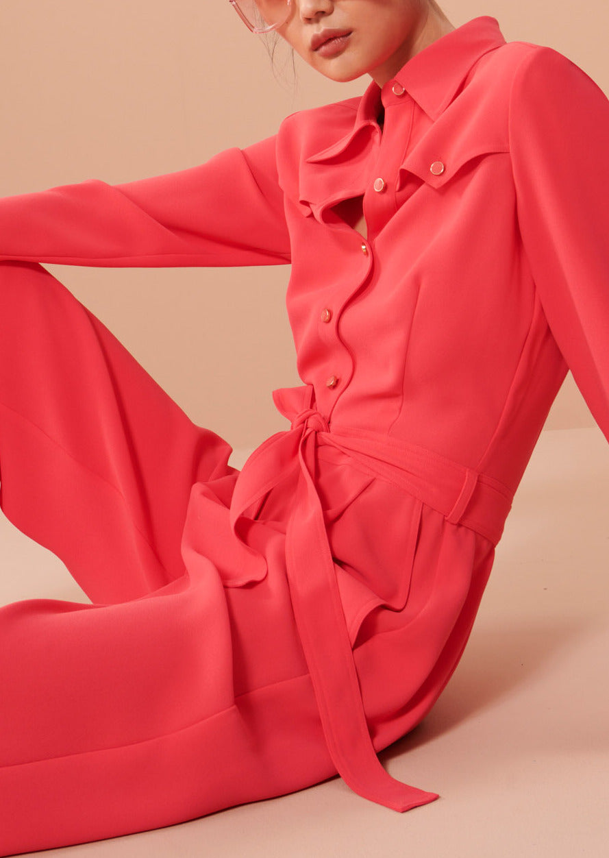 Combinaison Christo rose en crêpe Faume - seconde main