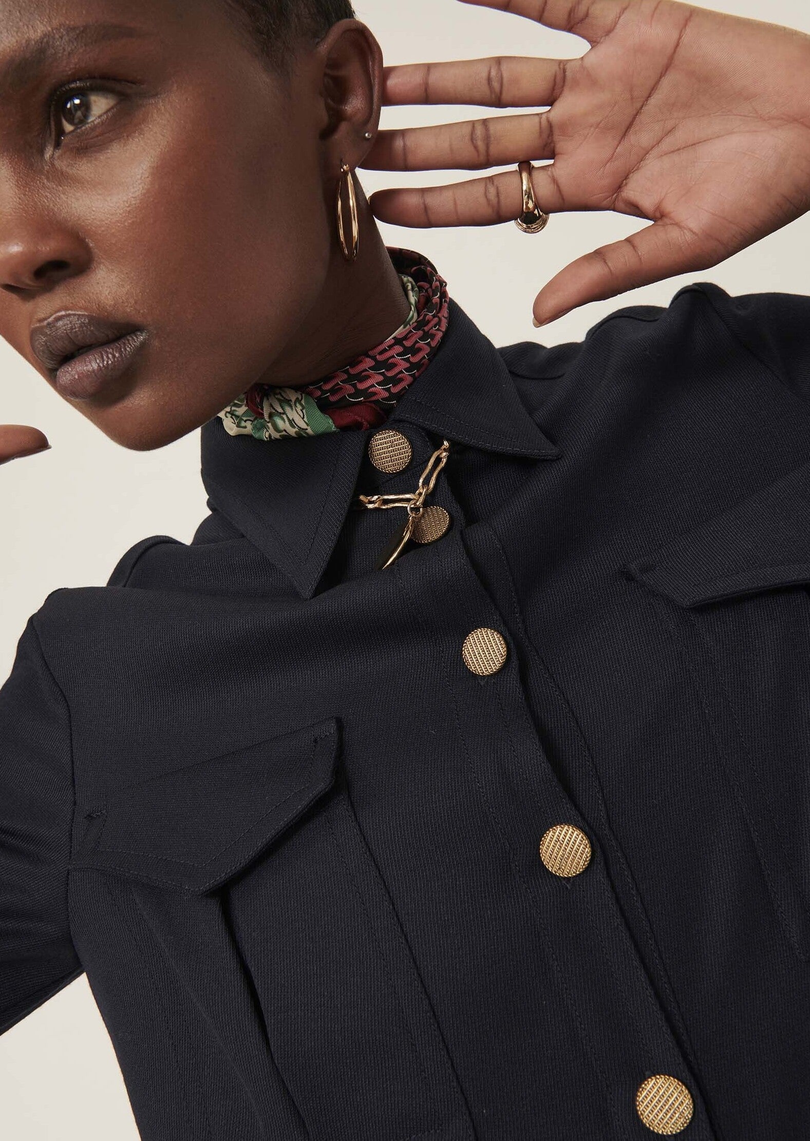 Robe Rolande bleu marine en sergé militaire Faume - seconde main