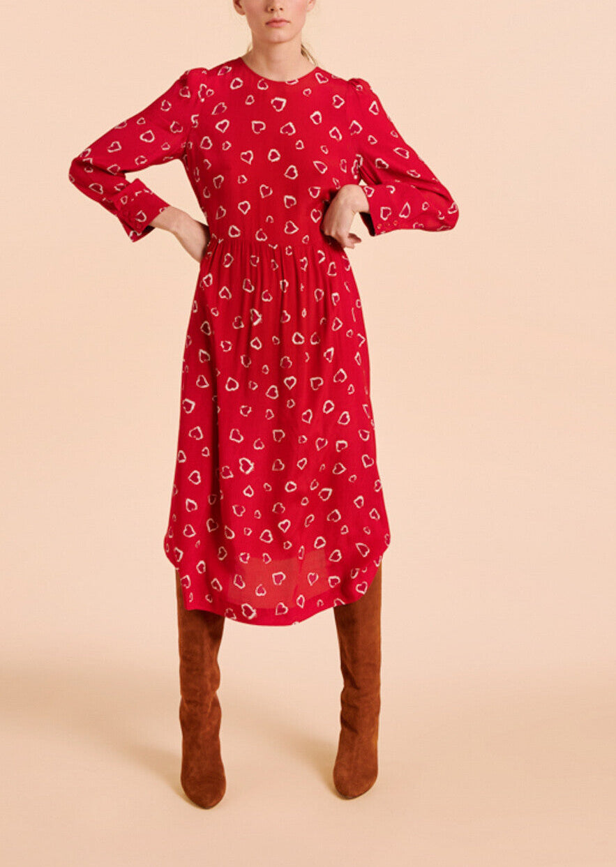 Robe Rubbia rouge imprimé coeurs léopard Faume - seconde main