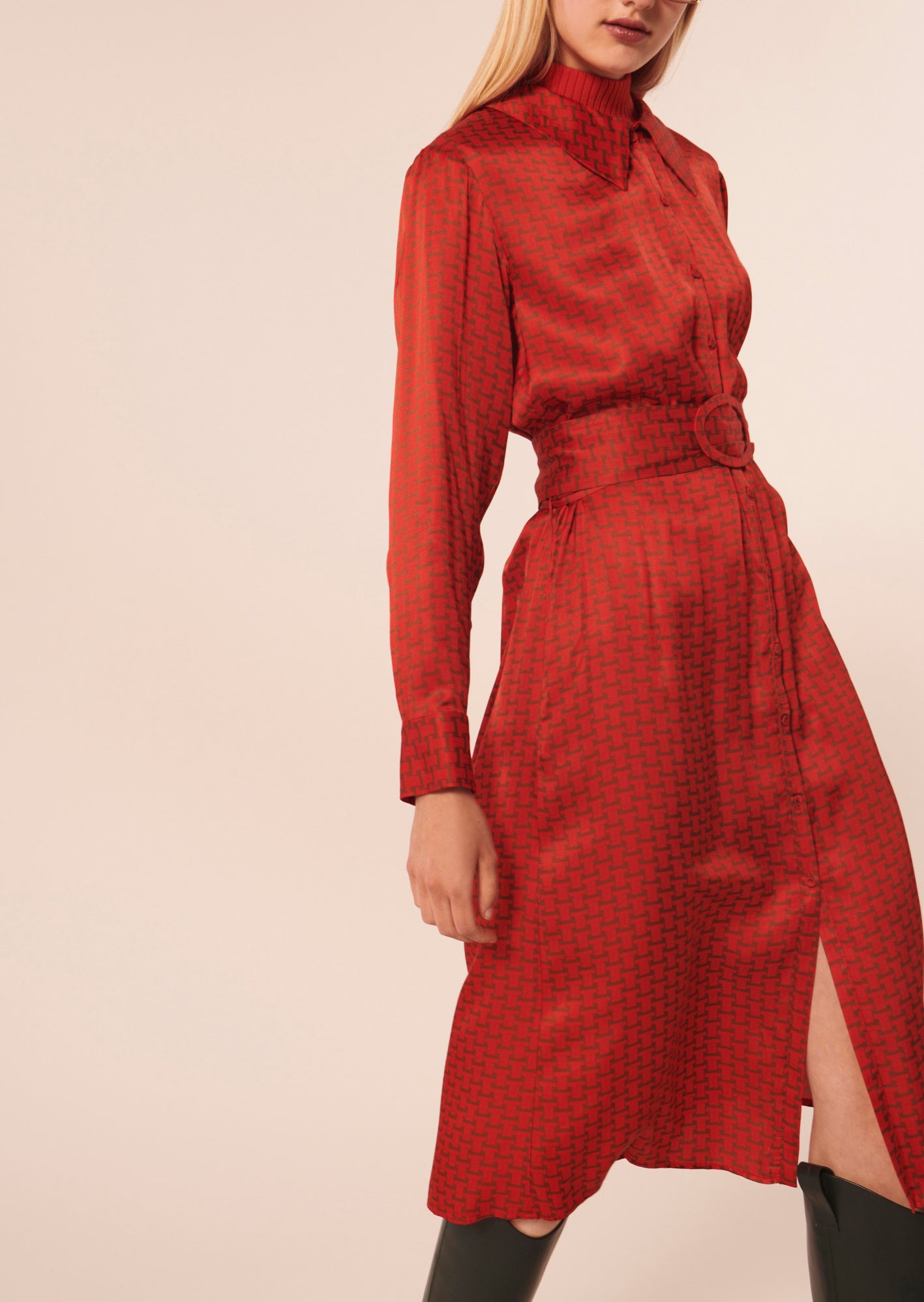 Robe Rachele rouge imprimé monogramme Faume - seconde main