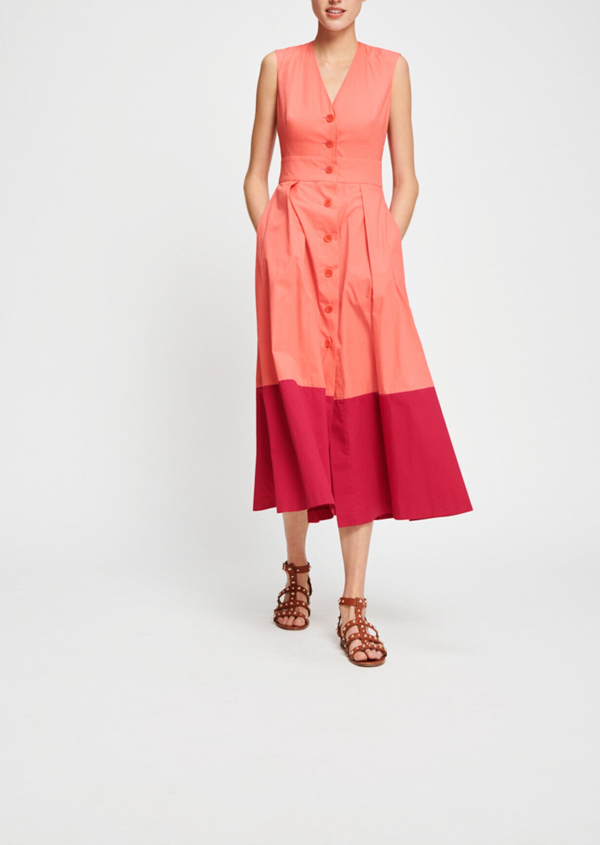 Robe en popeline de coton rose Faume - seconde main