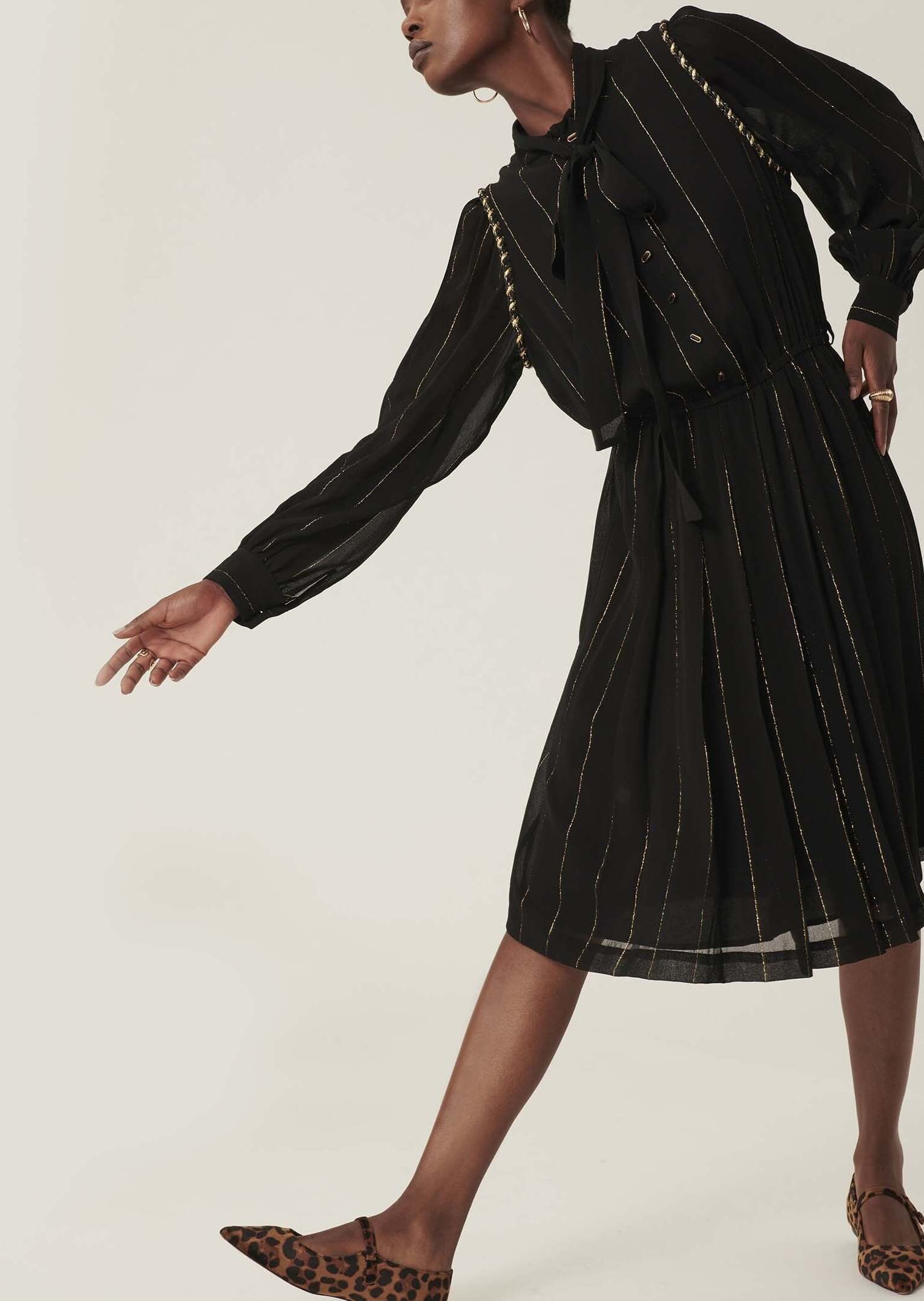 Robe Resima noir à rayures en lurex Faume - seconde main