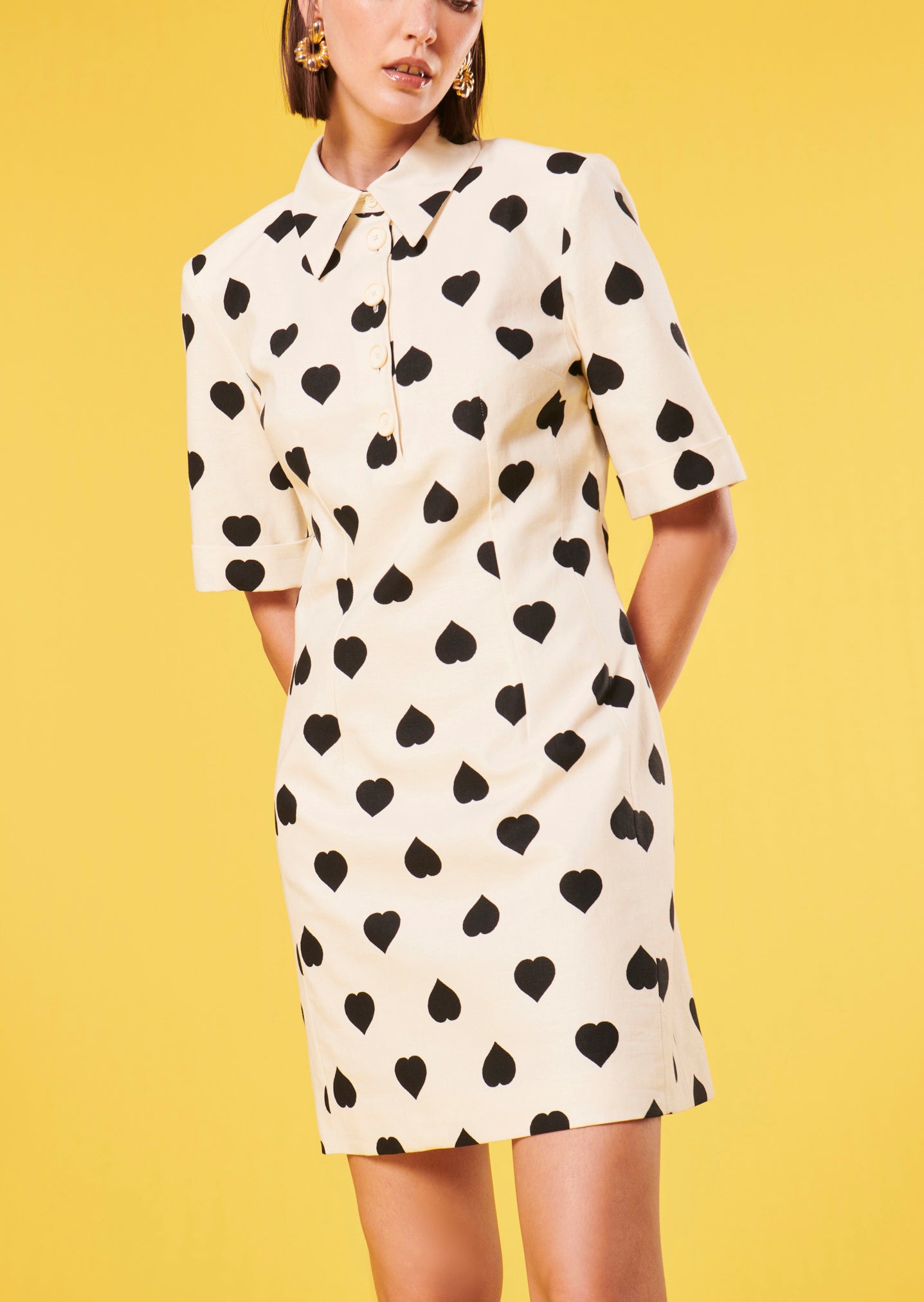 Robe Robin écrue à motif coeur noir Faume - seconde main