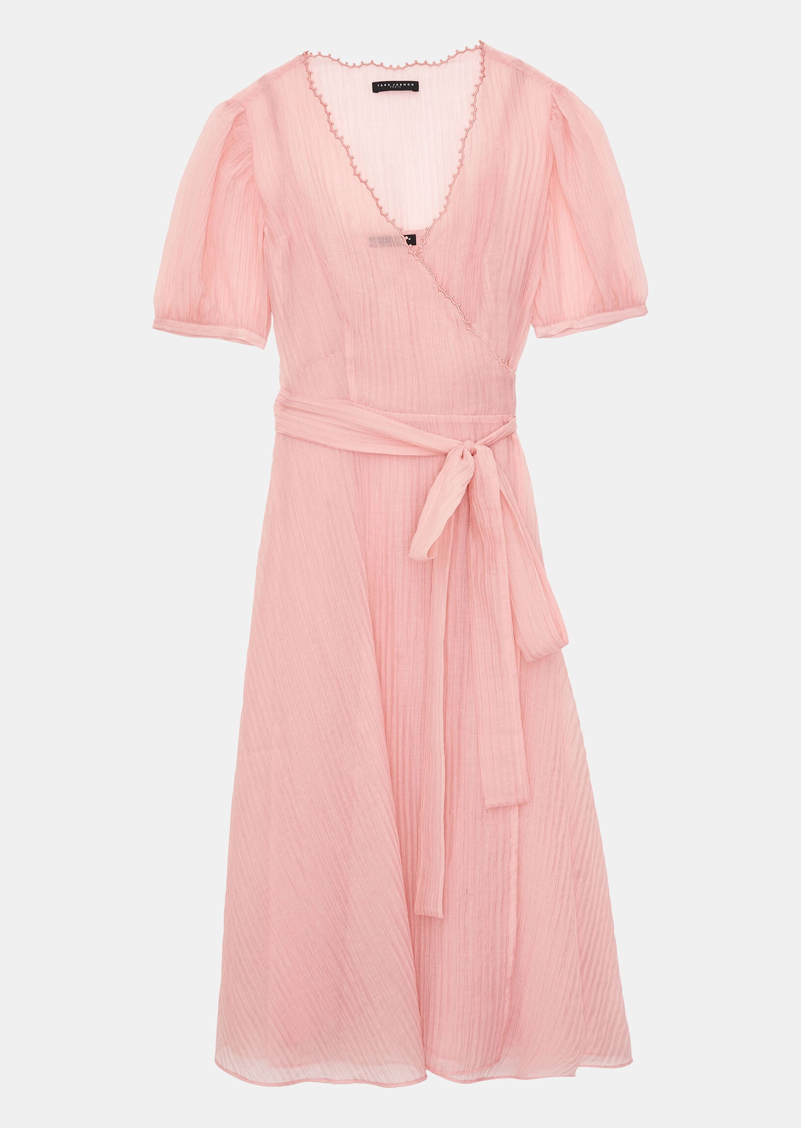 Robe Rikky rose pâle en organza gauffré Faume - seconde main