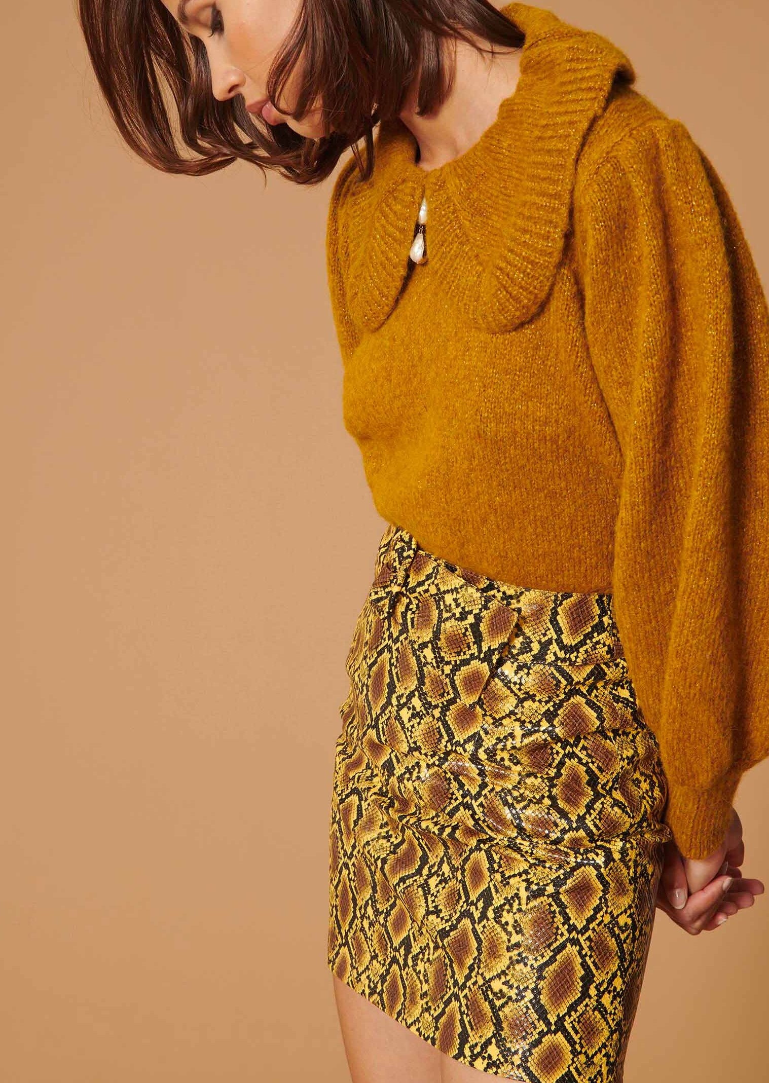 Jupe Jackpot jaune motif python Faume - seconde main