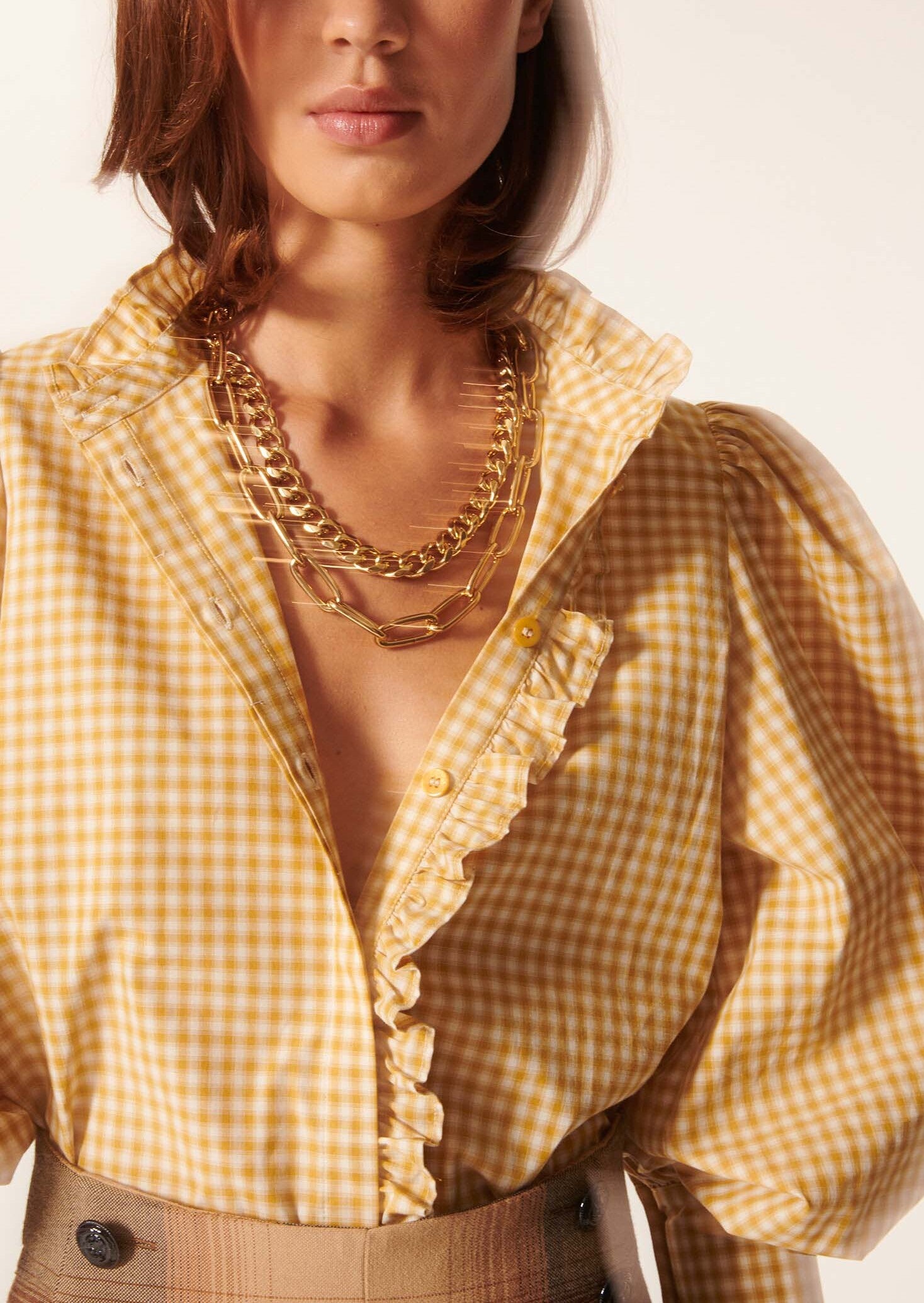 Chemise Christine jaune à carreaux en coton Faume - seconde main