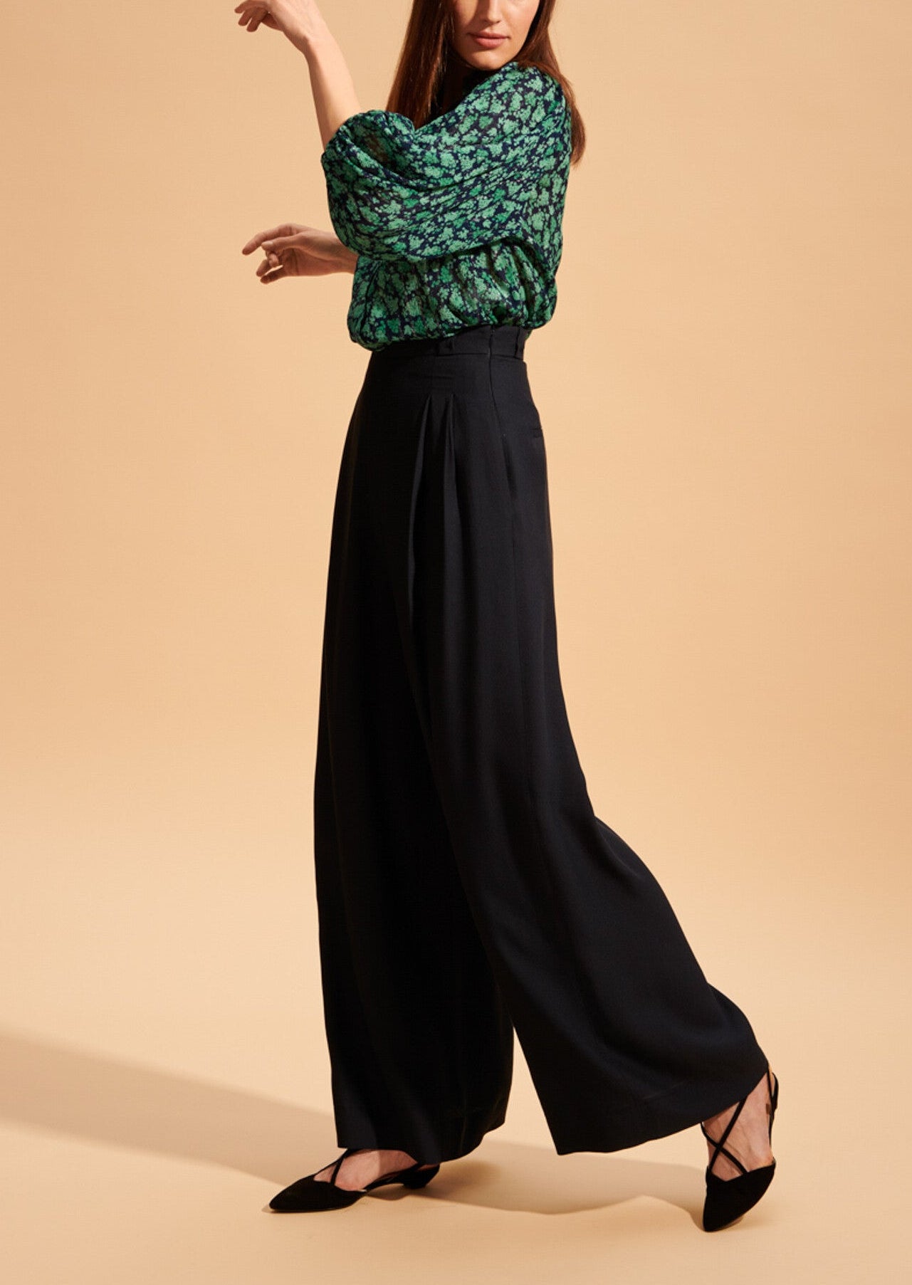 Chemise Taissa bleu nuit et verte imprimé myrtilles Faume - seconde main