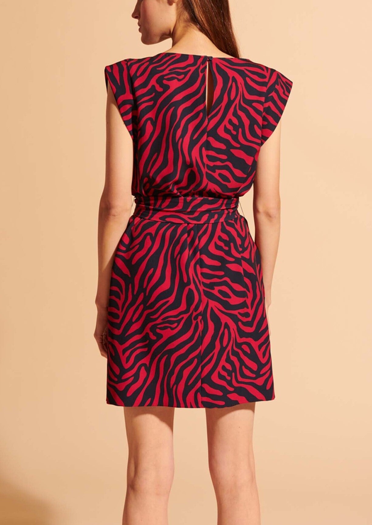 Robe Roisin imprimé zèbre bleu nuit et bordeaux Faume - seconde main