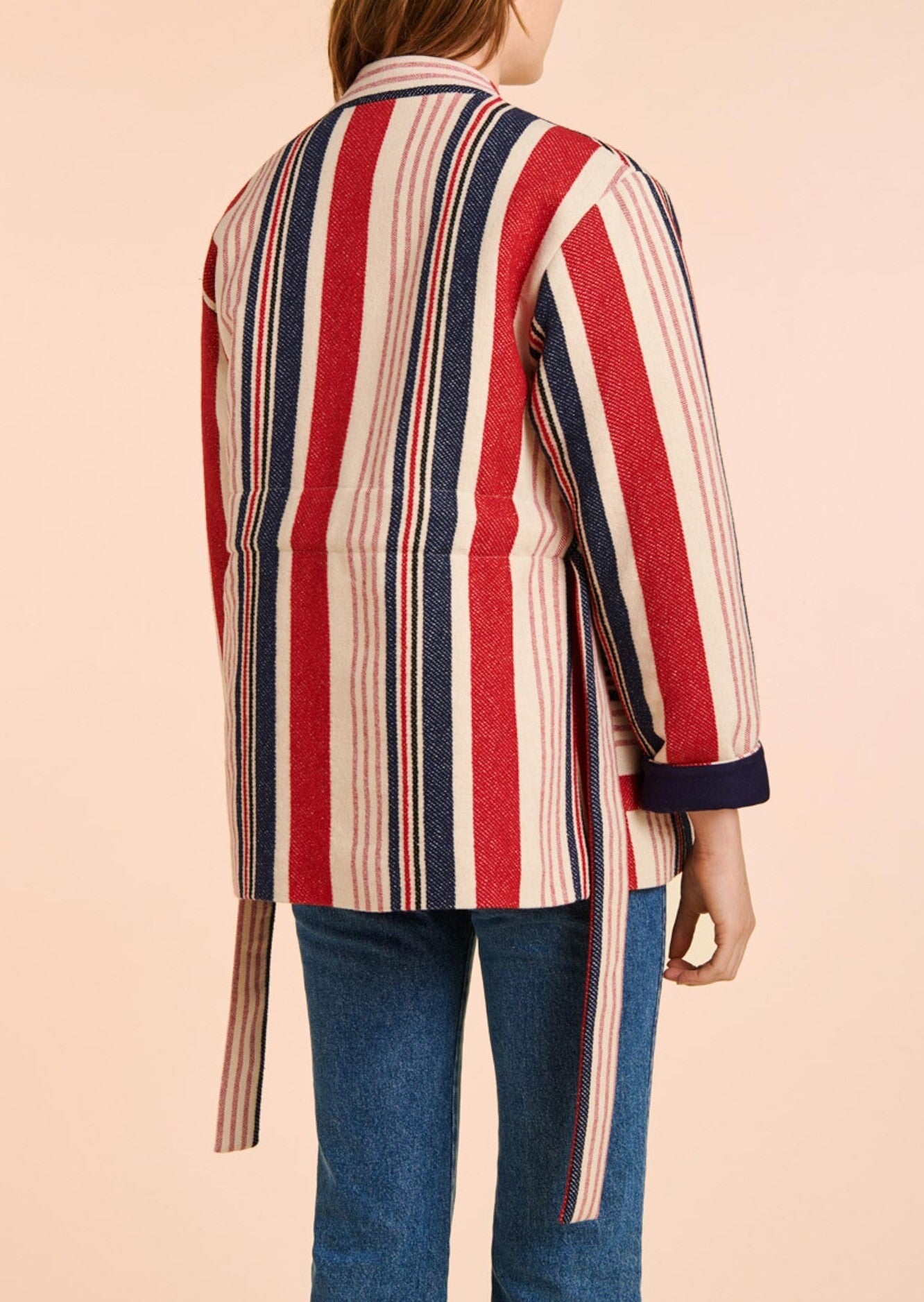 Veste Valérie croisée à rayures en laine Faume - seconde main