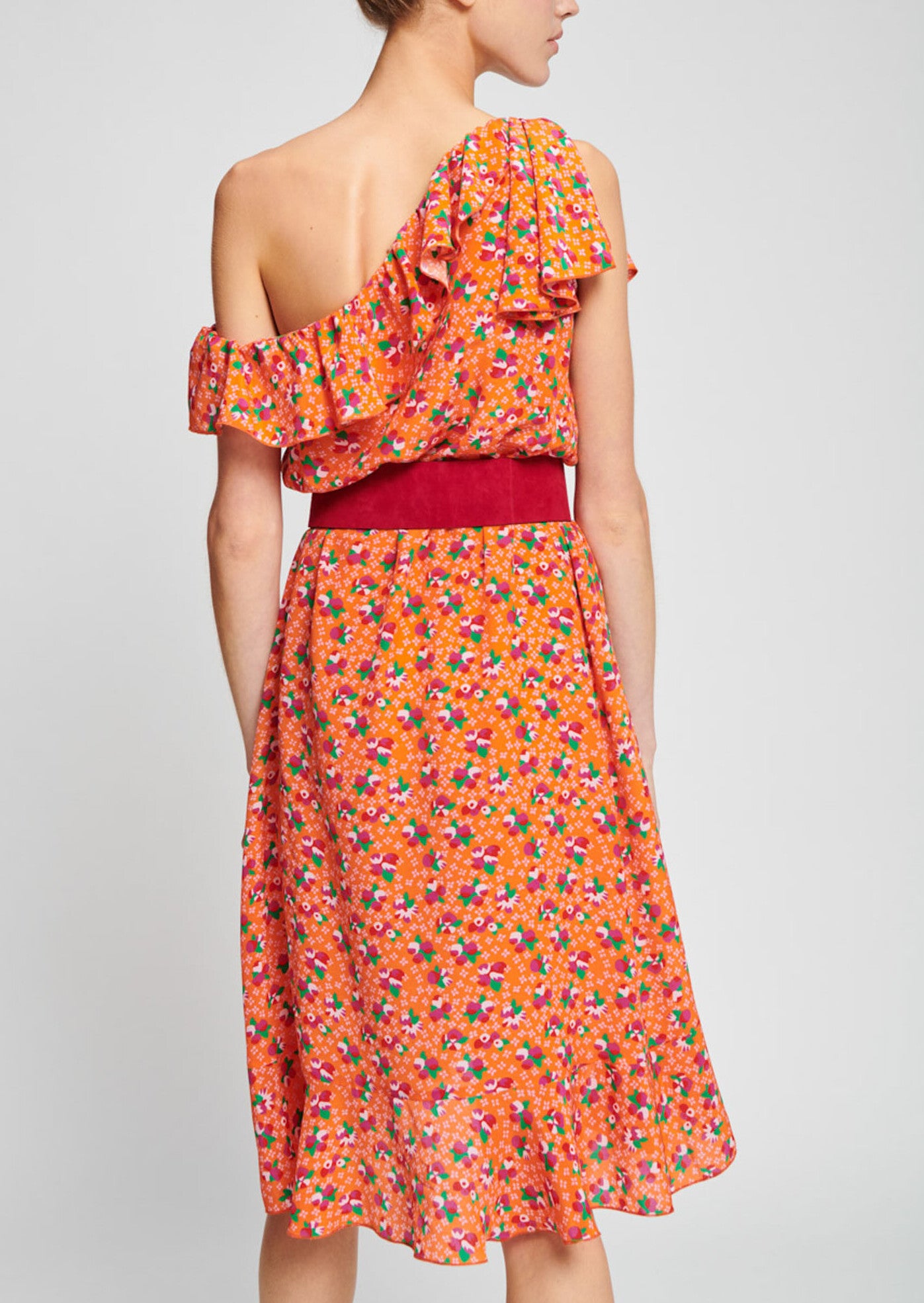 Robe clémentine asymétrique en soie Faume - seconde main