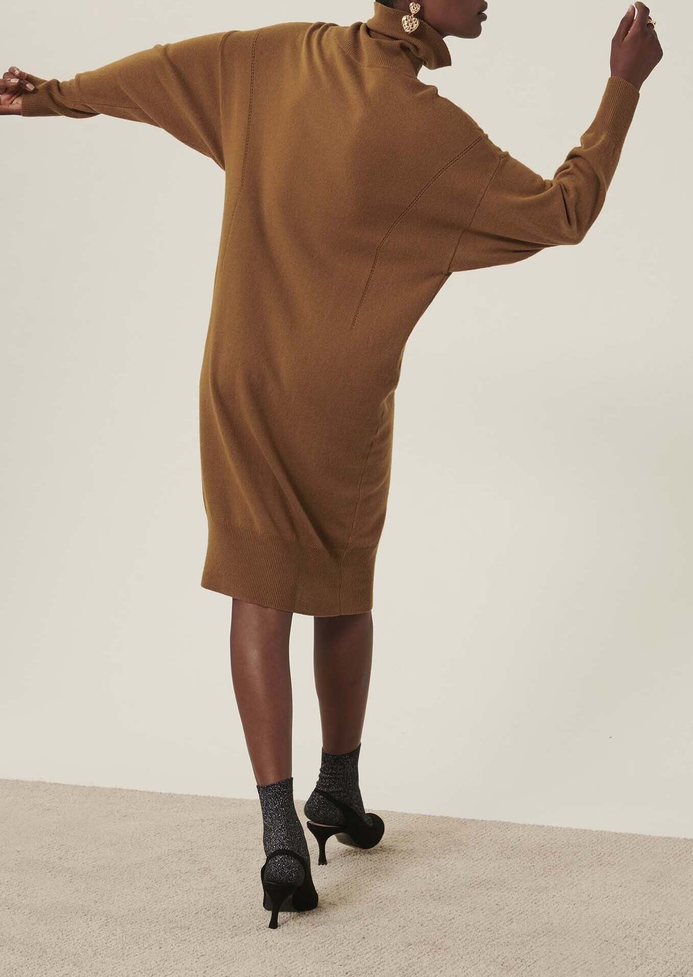 Robe pull Rybbi bronze en merinos et cachemire Faume - seconde main