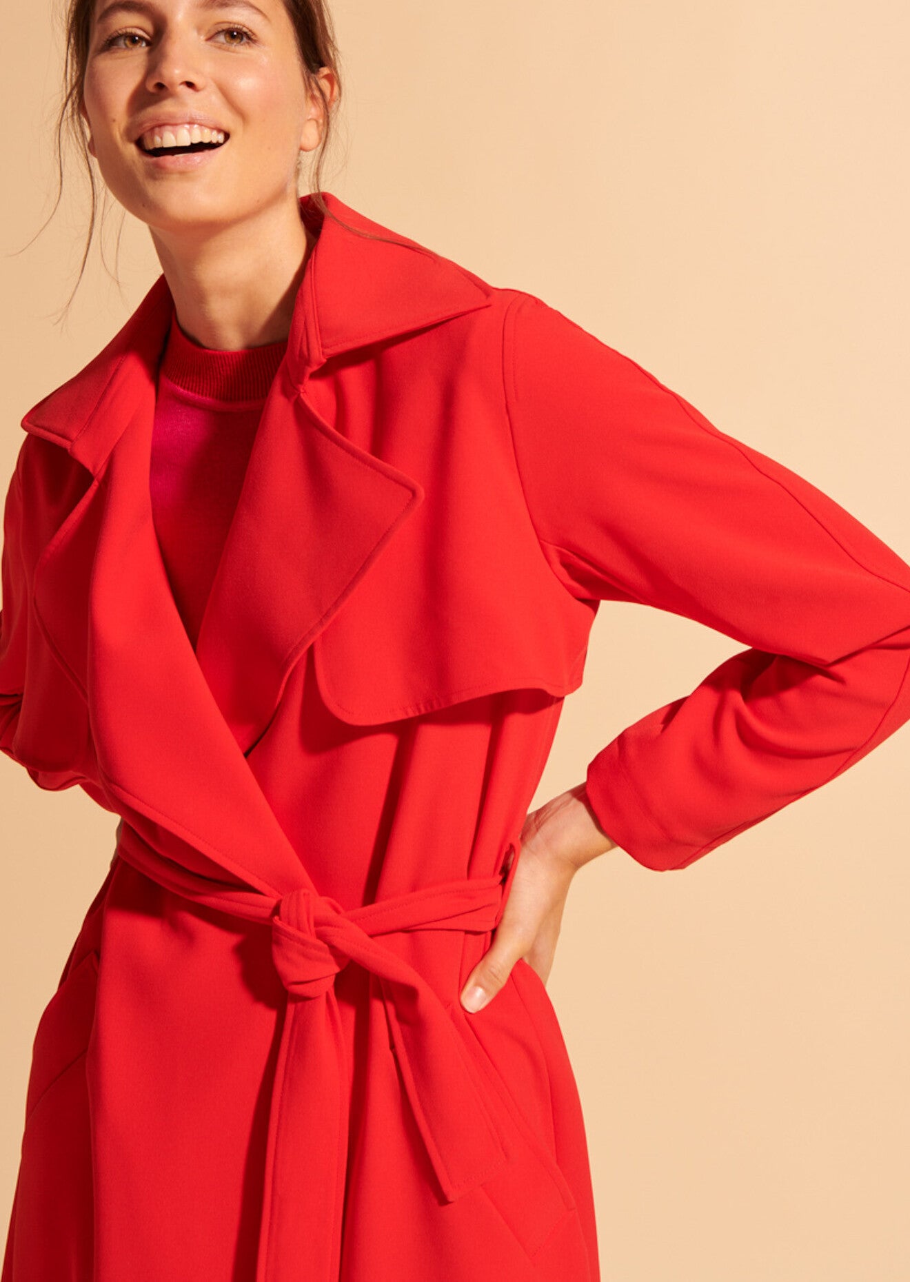 Trench-coat Mandy rouge en crêpe Faume - seconde main