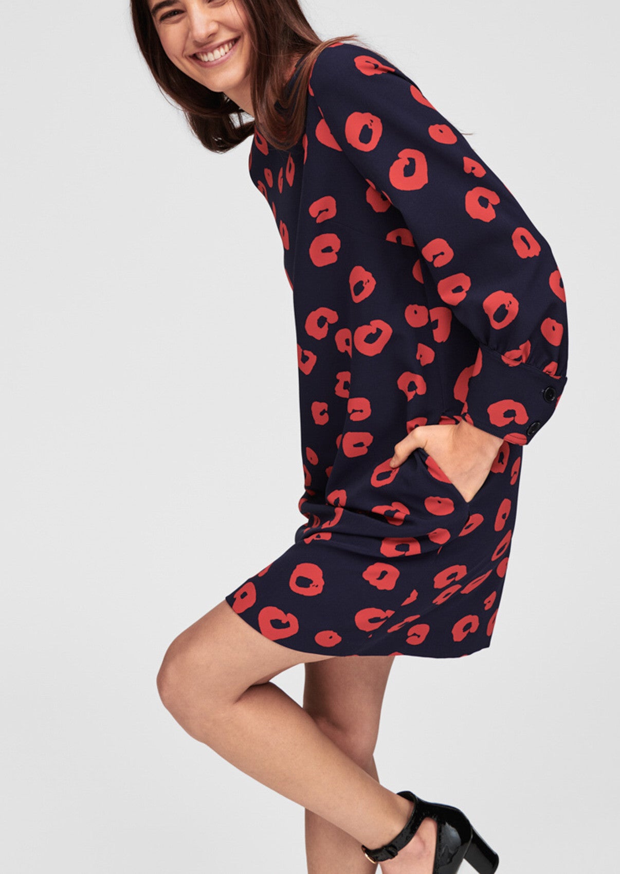 Robe bleu nuit motif rouge Faume - seconde main
