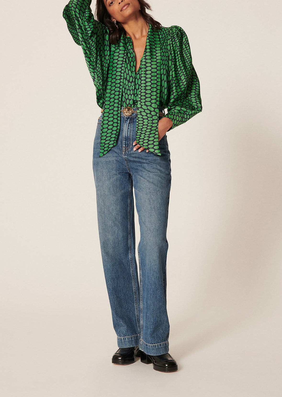 Chemise Candy verte imprimé pois Faume - seconde main