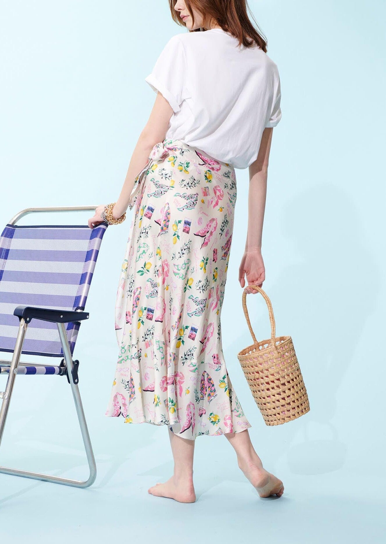 Jupe Jen écrue imprimé Dolce Roma en viscose satiné Faume - seconde main