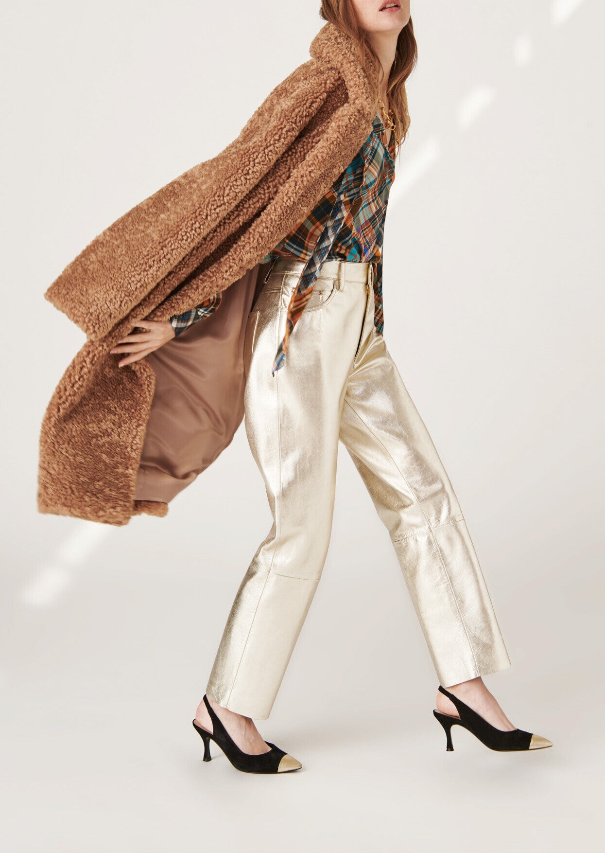 Blouse Titto tartan écossais en satin viscose Faume - seconde main