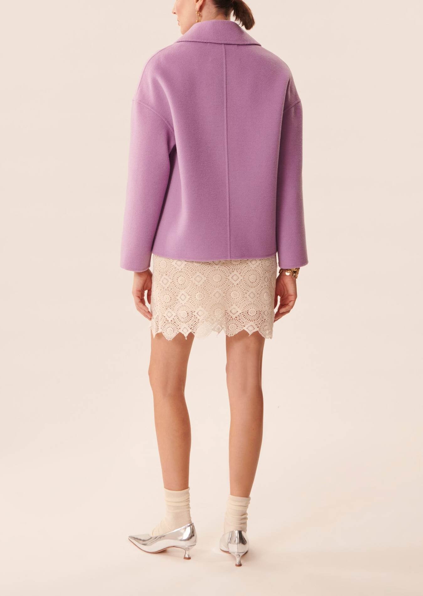 Manteau Madrid parme en laine double face Faume - seconde main