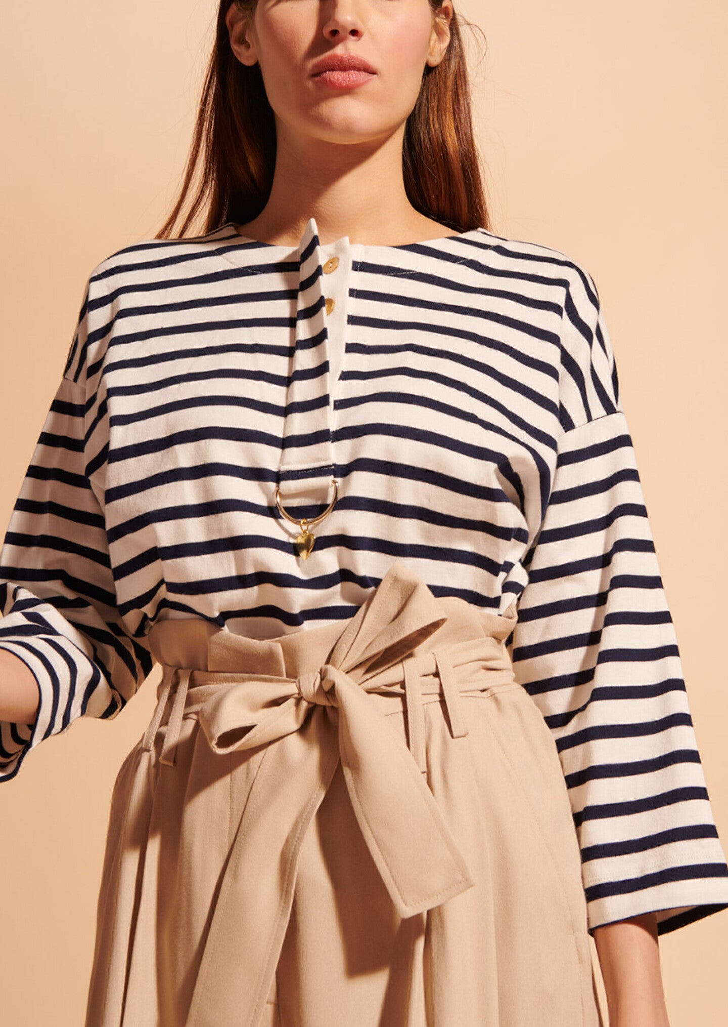 Pantalon Pia naturel en crêpe léger Faume - seconde main