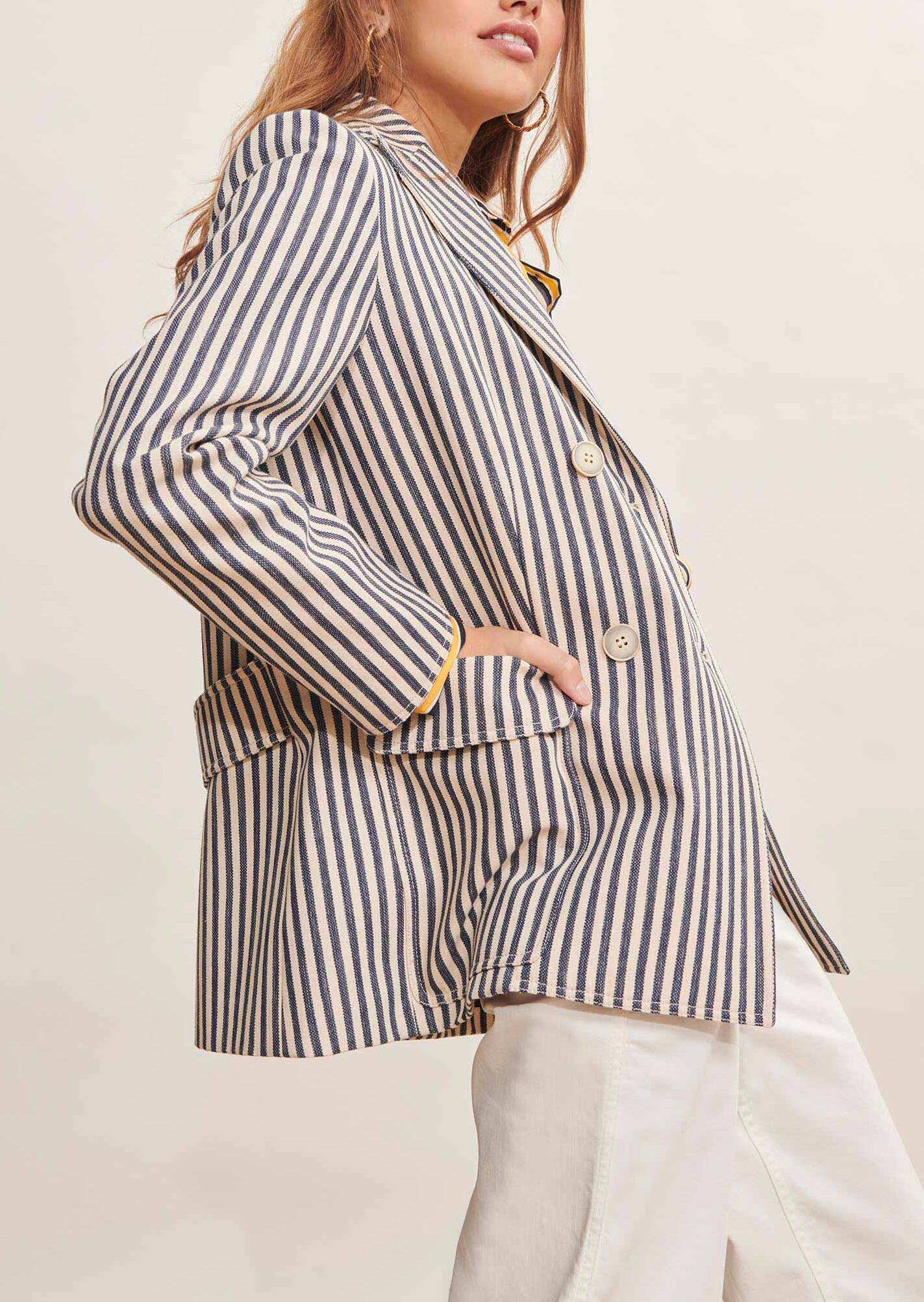 Veste Milo écrue rayée en coton Faume - seconde main