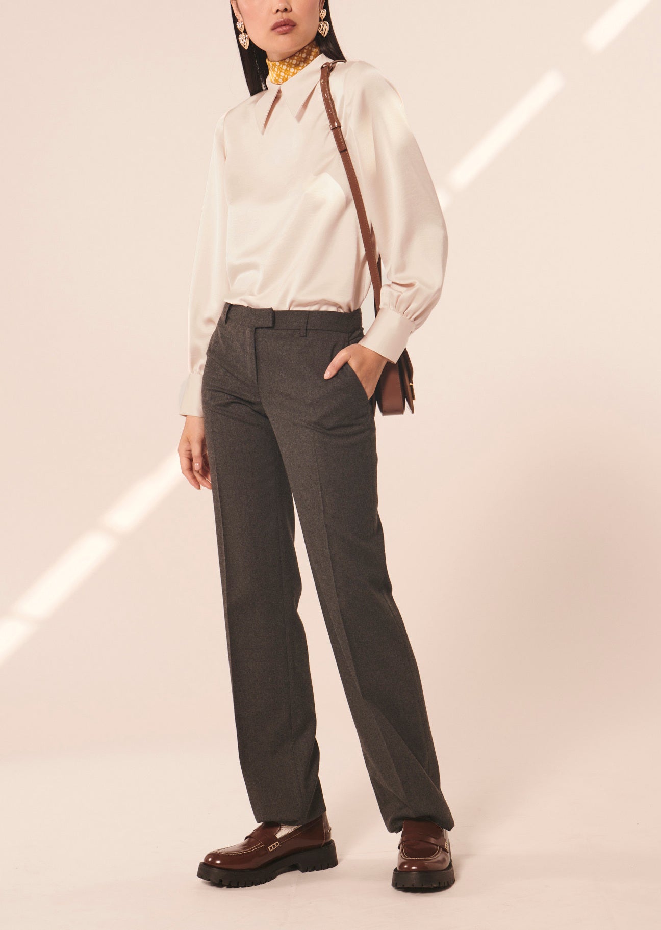 Top Tianna écru en satin fluide Faume - seconde main