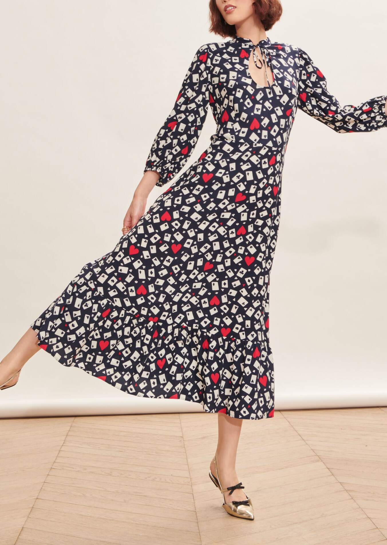 Robe Remelle bleu nuit imprimé en crêpe Faume - seconde main