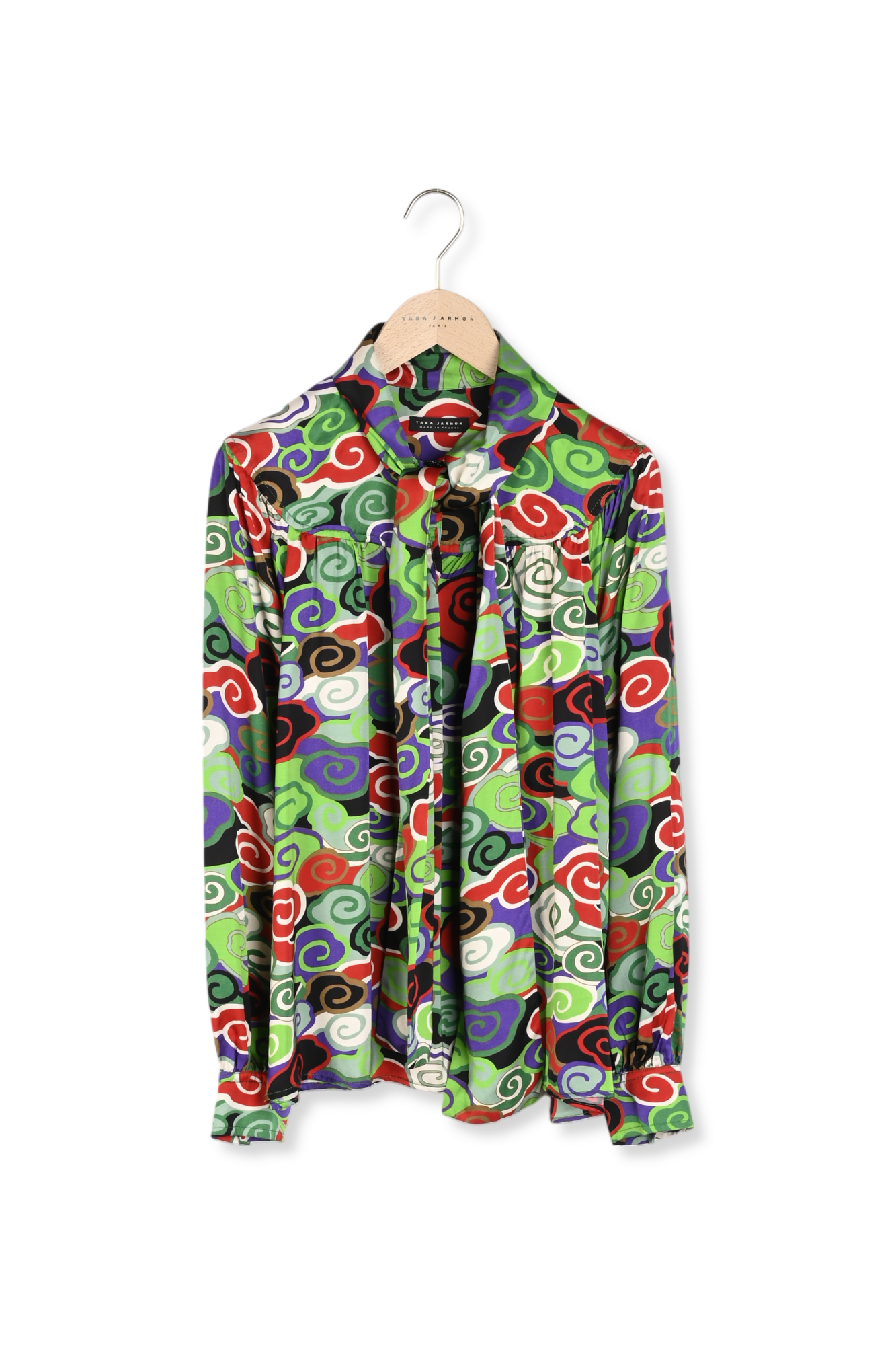 Top Titien vert imprimé en satin fluide Faume - seconde main