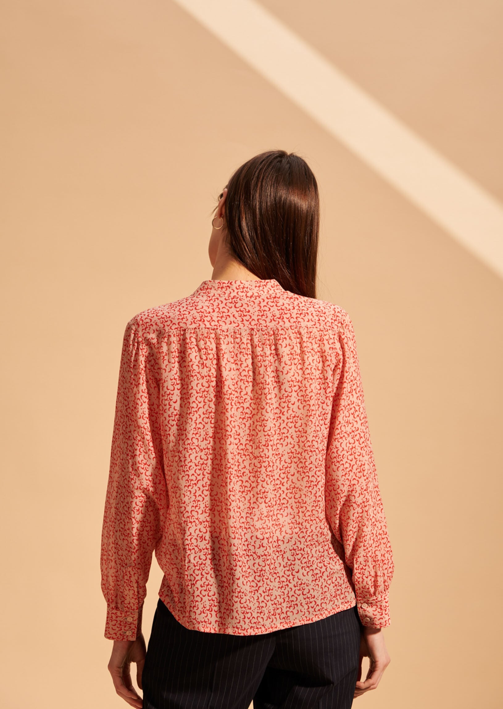 Chemise Tiberine imprimé lune rouge et champagne Faume - seconde main